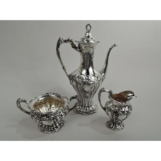 Antique Gorham Chantilly-Grand Sterling Silver 3-Piece Coffee Set