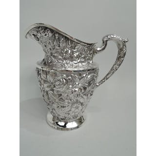 Antique Schofield Baltimore Rose Sterling Silver Water Pitcher