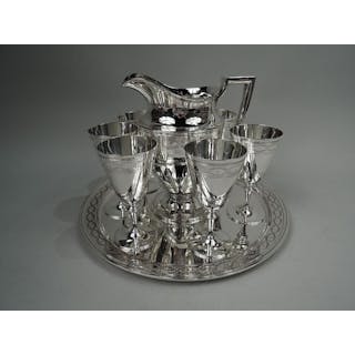 Tiffany Winthrop Drinks Set for 6 with Pitcher & Goblets on Tray