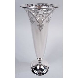 Antique American Edwardian Art Nouveau Sterling Silver Vase