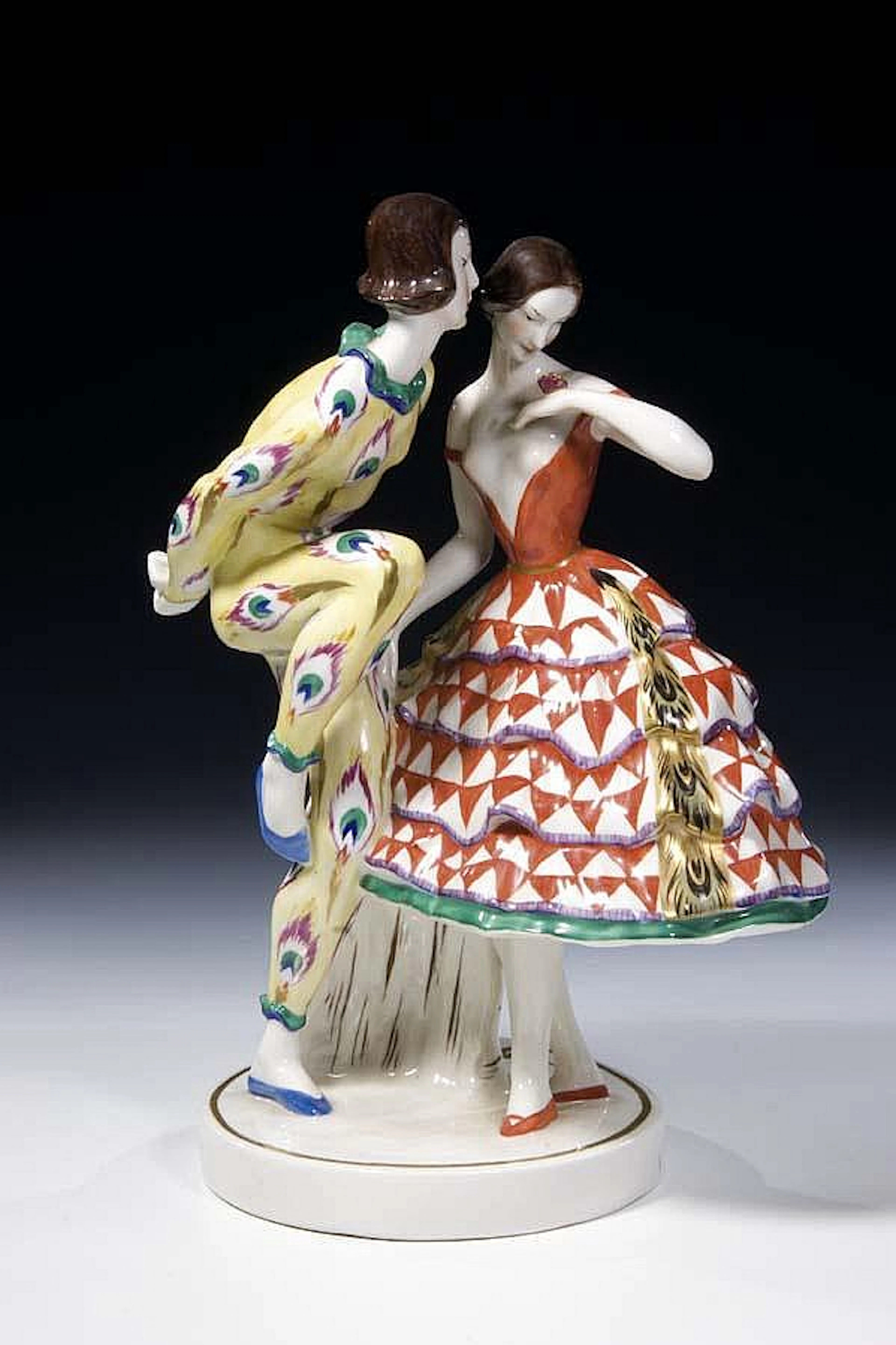 Lampenfuß Harlekin mit Balletteuse