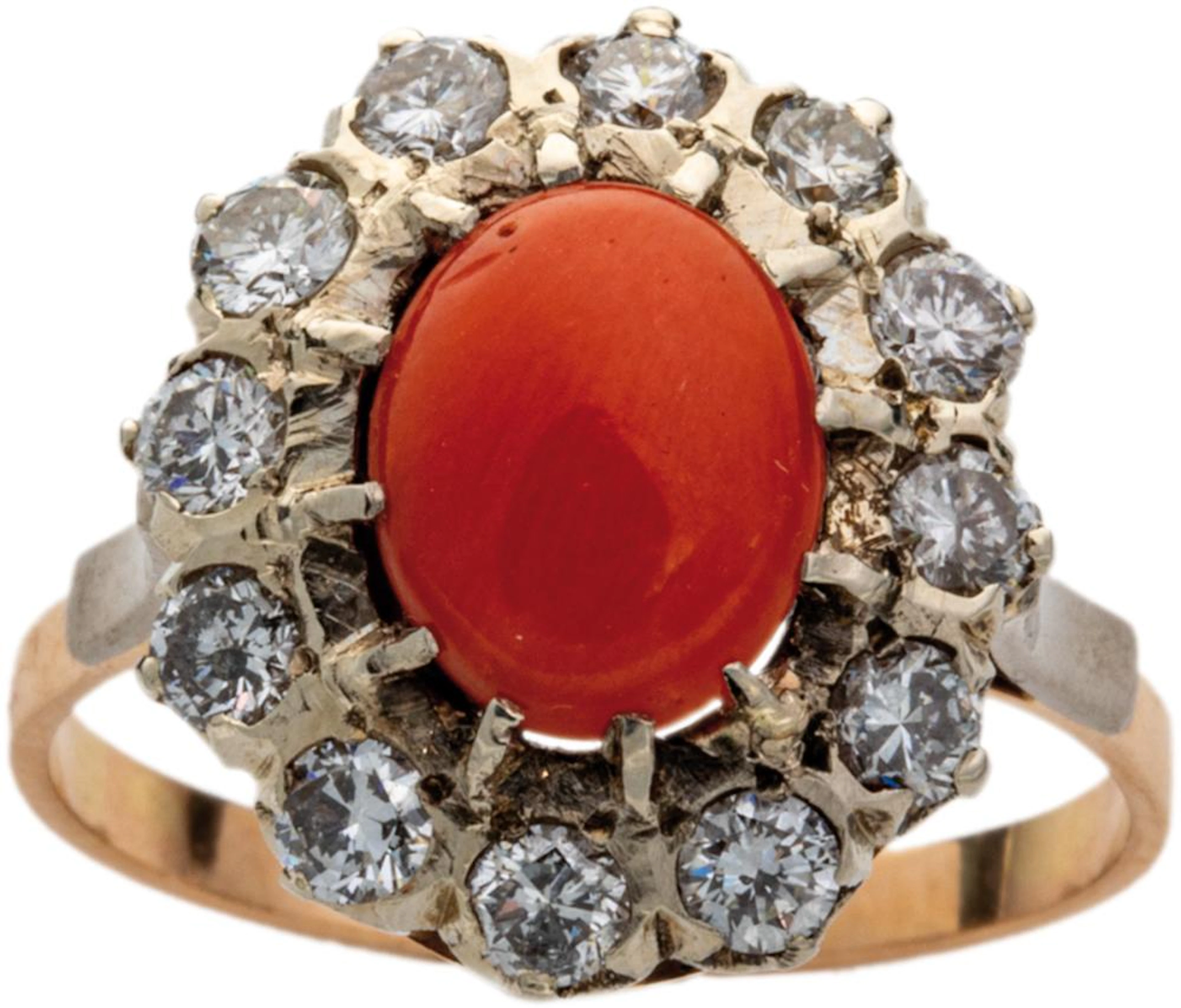 Korallenring mit Diamanten