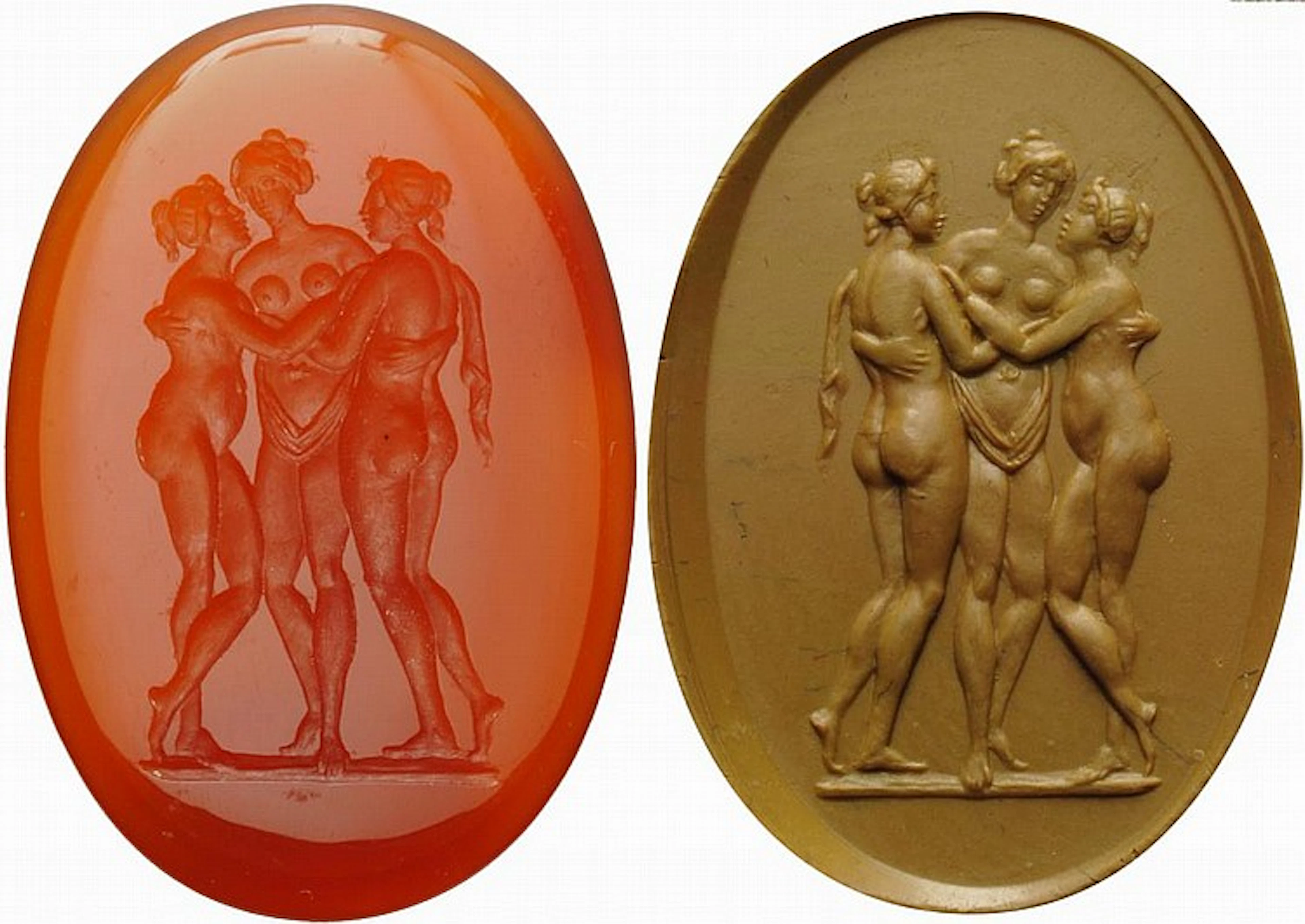Intaglio in carnelian. The Three Graces.