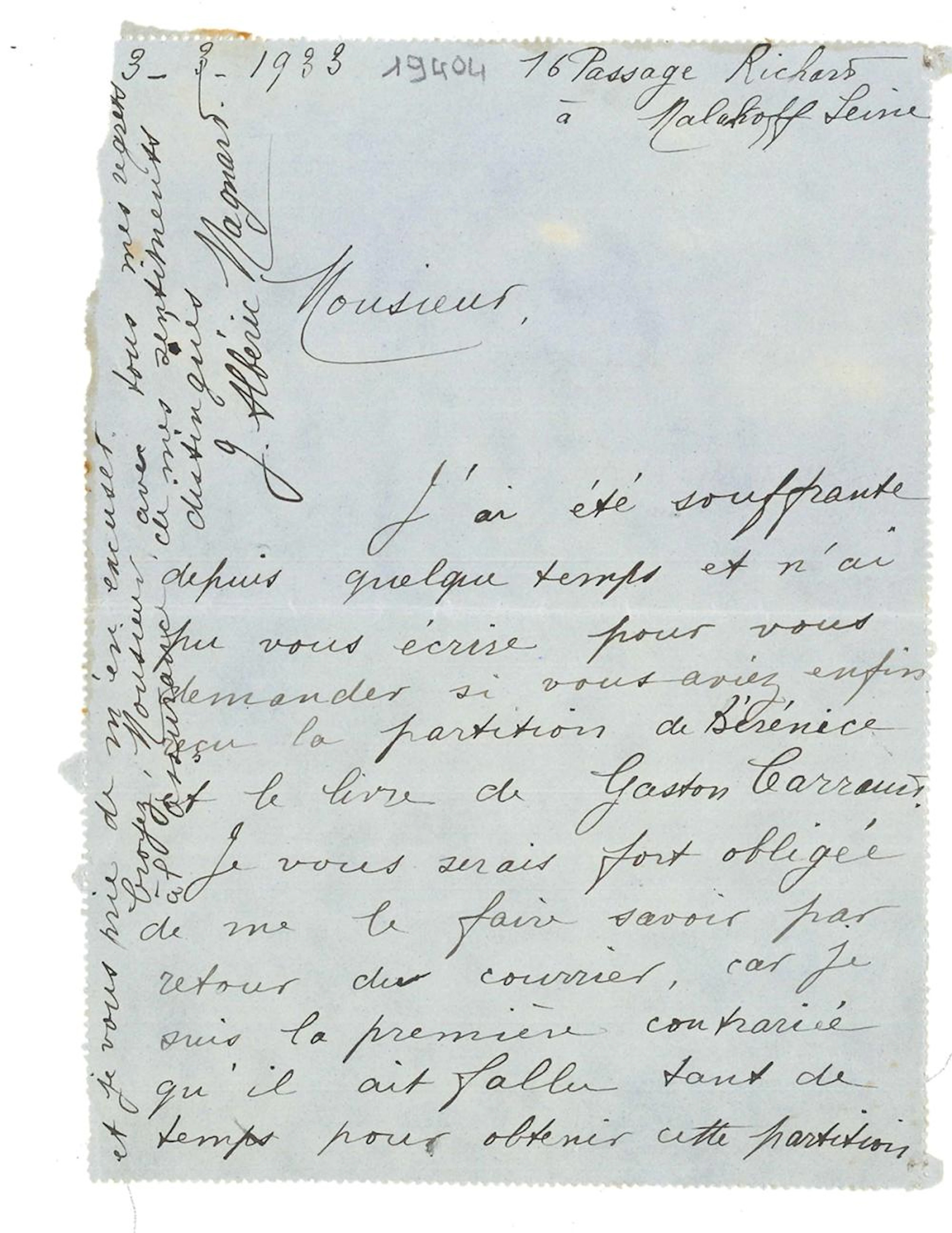 Lot comprising correspondence dated between 1915 and 1937