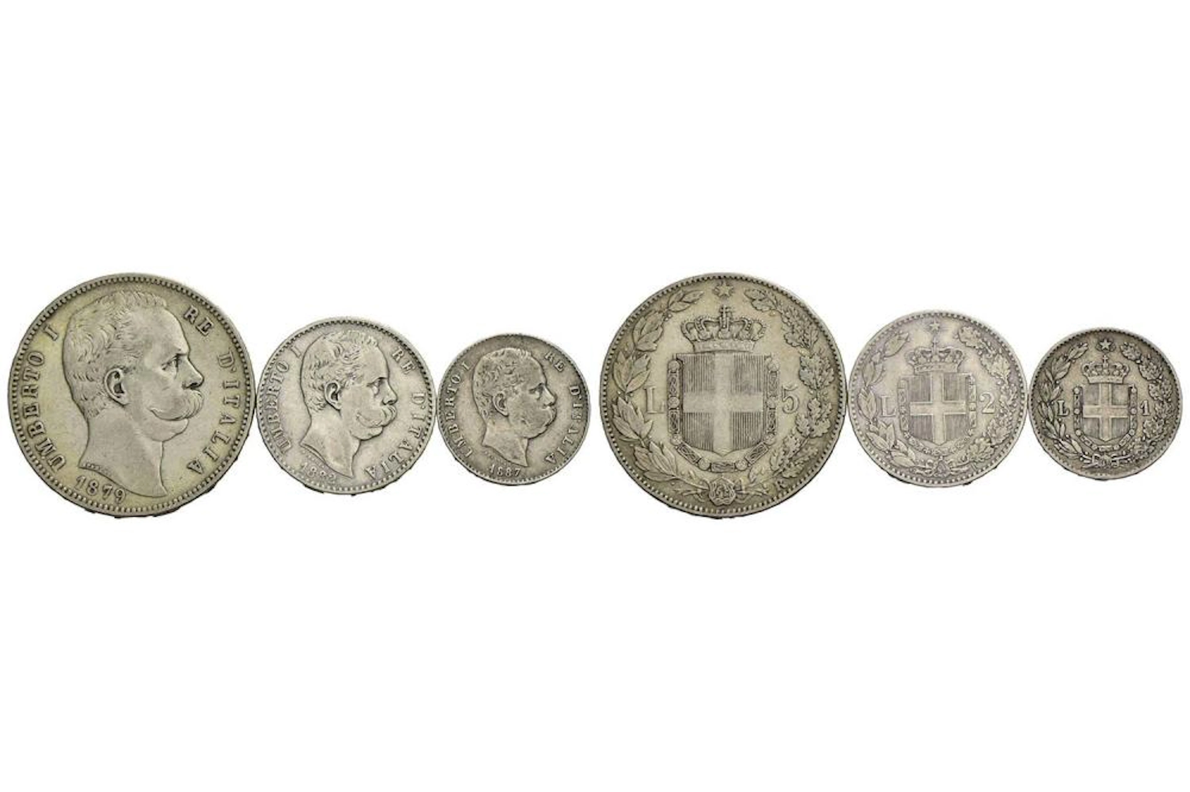 SAVOIA - UMBERTO I (1878-1900) - 5 LIRE - 5 LIRE 1879 ASSIEME A 2 L
