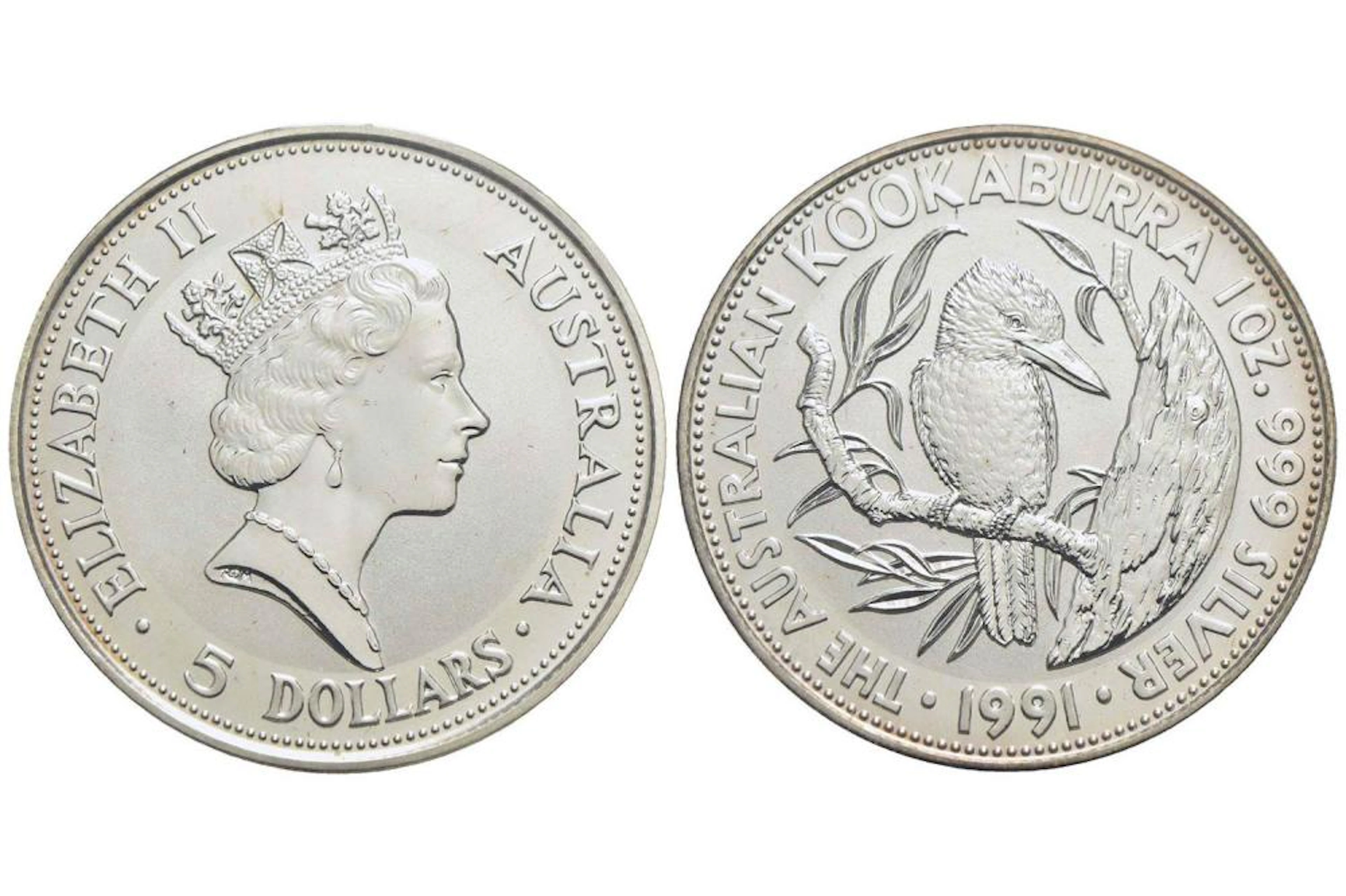 AUSTRALIA - ELISABETTA II (1952) - 5 DOLLARI - 1991 - KOOKABURRA - AG KR