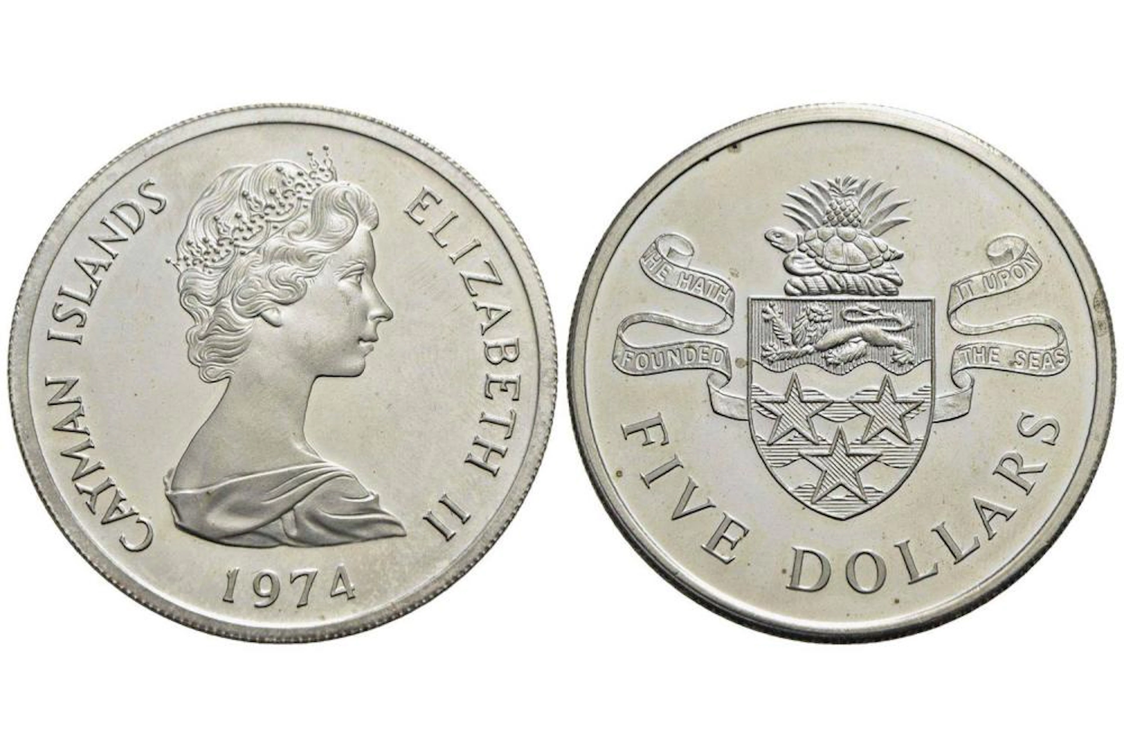 ISOLE CAYMAN - ELISABETTA II (1952) - 5 DOLLARI - 1974 - AG KR. 8 PROOF FDC
