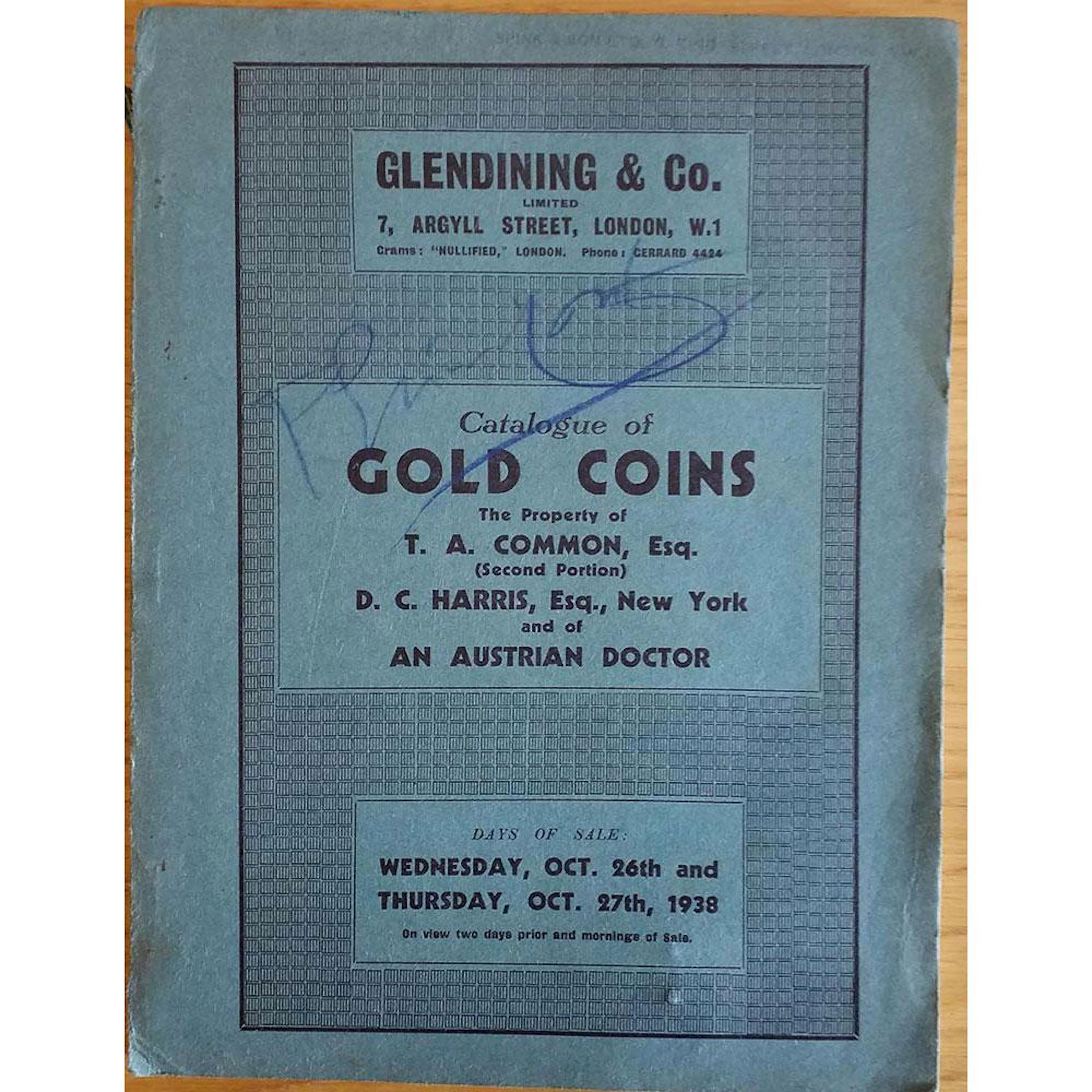 GLENDINING & CO ? LONDON 26/ 27-10-1938