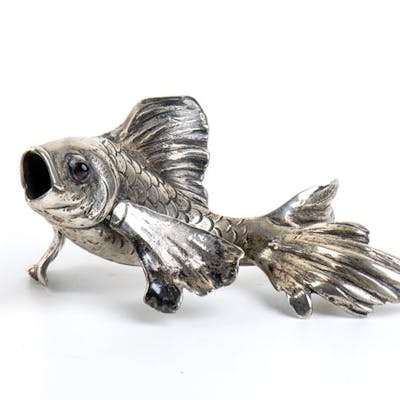 MARCELLO MINOTTO: Silver sculpture depicting a fish, first hal of
