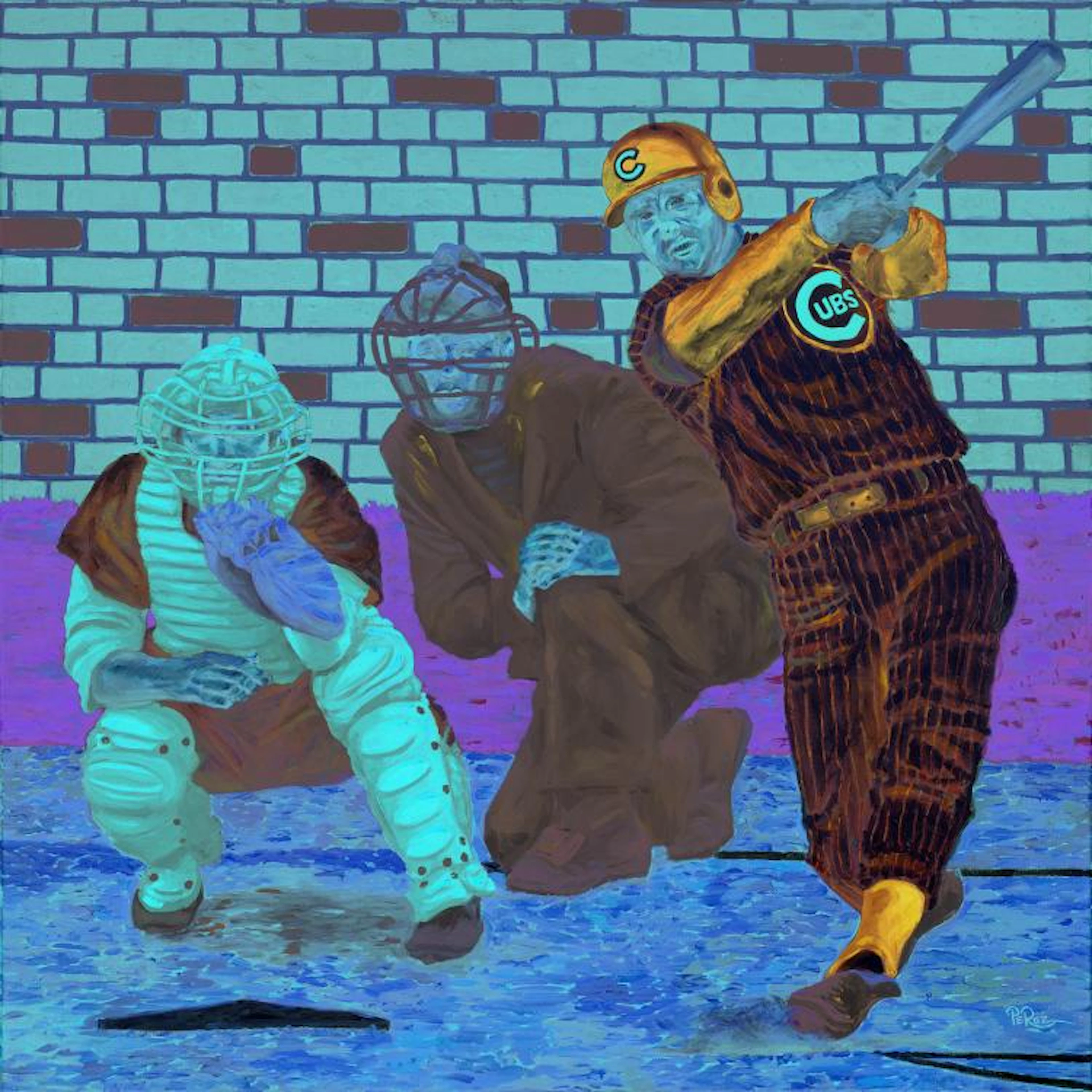 Ron Santo 3'x3' Oil On Canvas Painting by Dick Perez