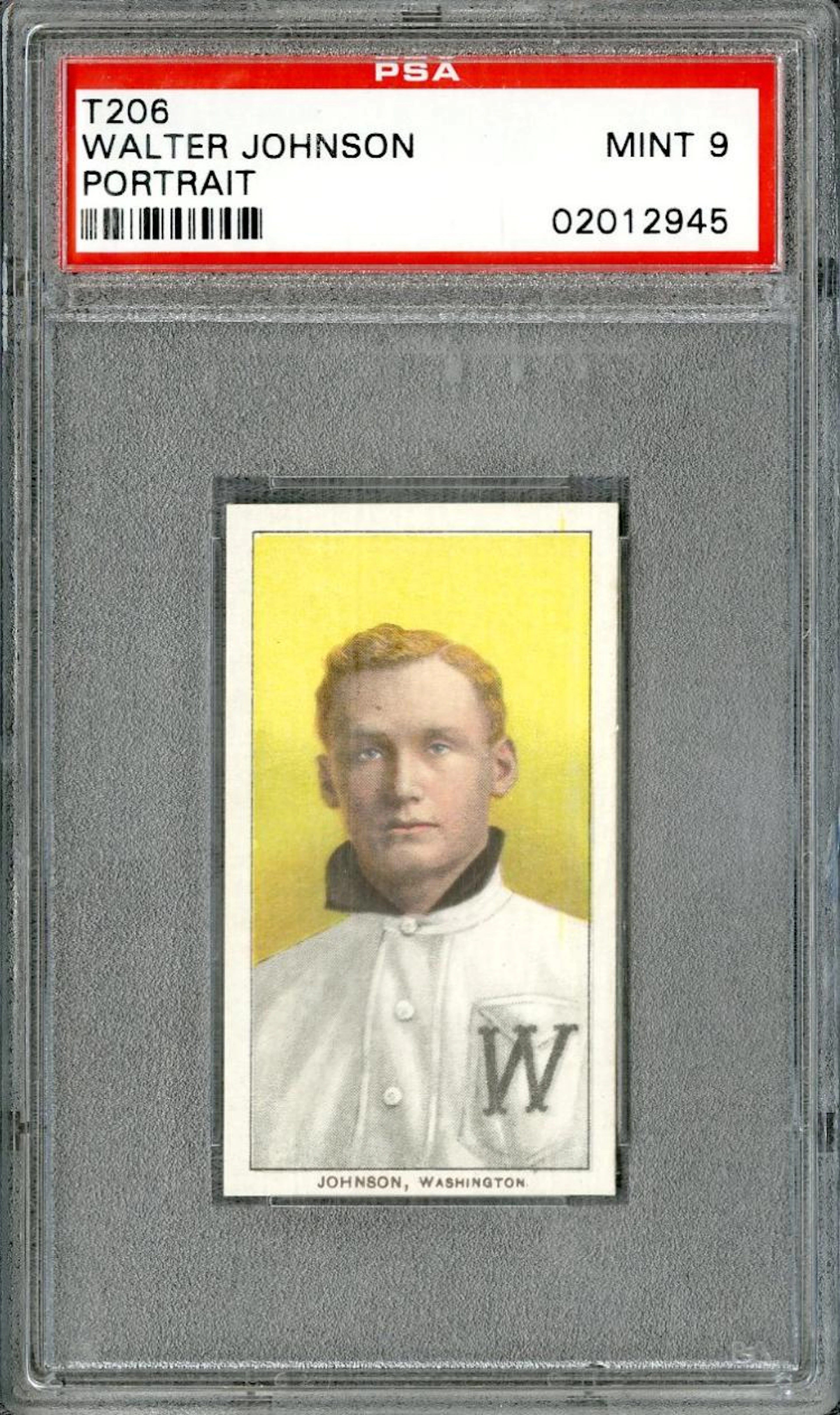 1909-11 T206 White Border Walter Johnson, Portrait (Piedmont) - PSA MINT 9