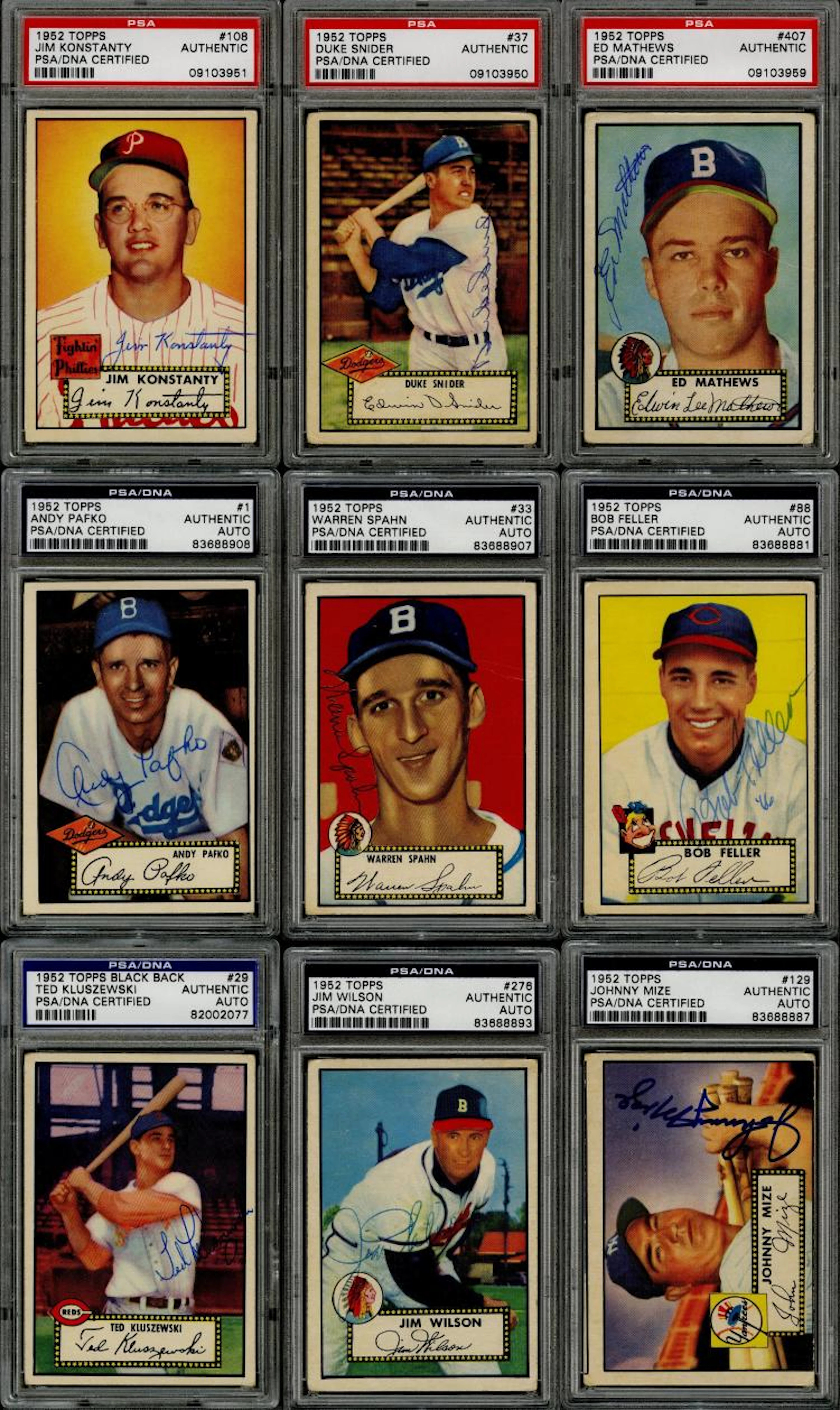 1952 Topps Signed Cards Collection (57 Different)...