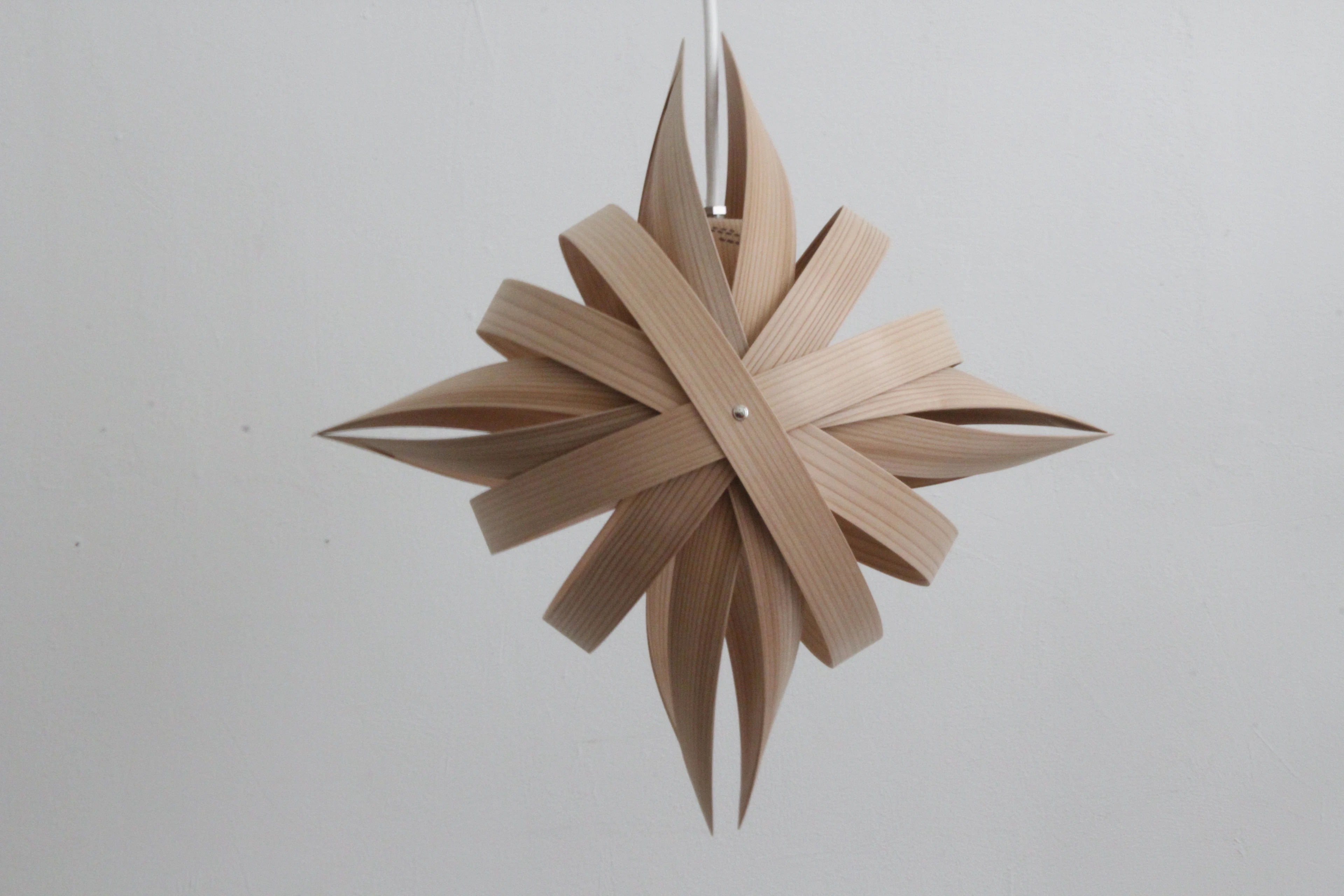 TOSHIYUKI TANI. Japanese cederwood lamp, Shuriken, 2000s.