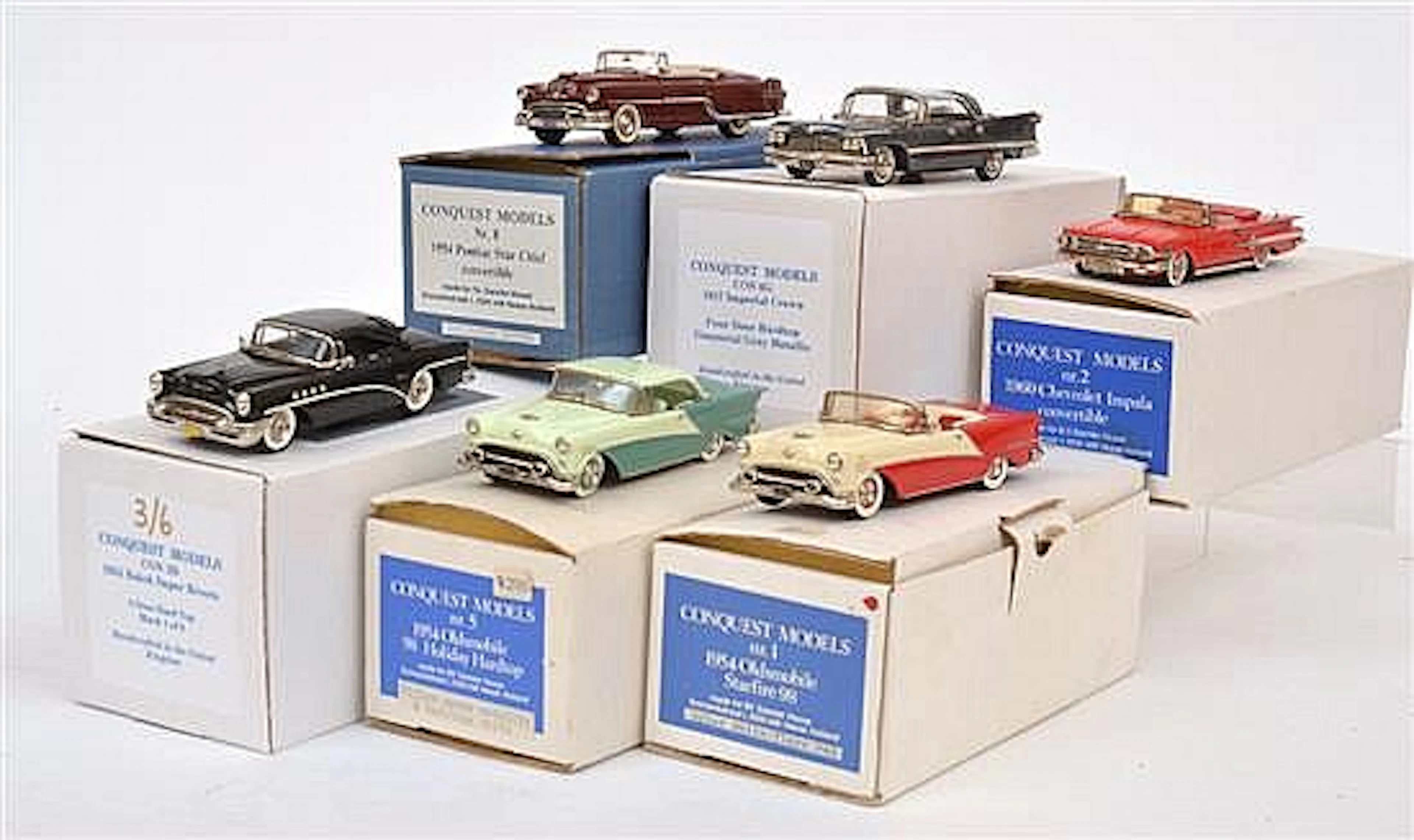 SIX CONQUEST MODELS INCLUDING NO.1 1954 OLDSMOBILE...
