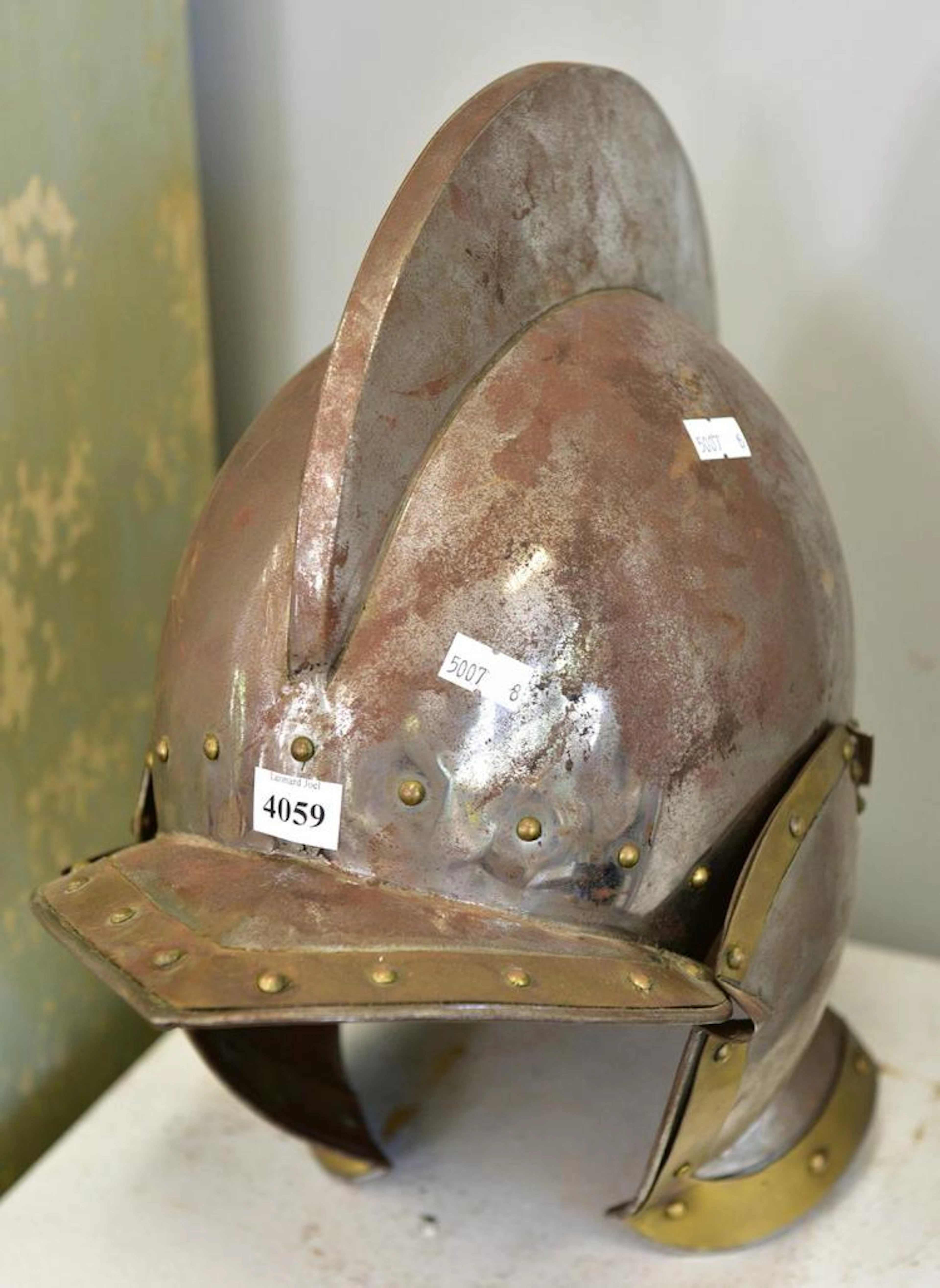 A REPRODUCTION MEDIEVAL HELMET