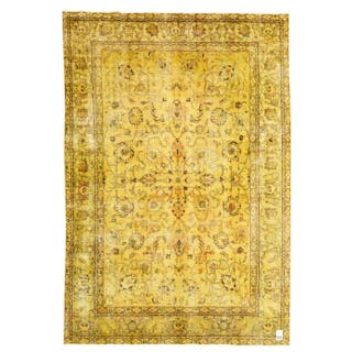 A SUPERB CONTEMPORARY VINTAGE OVER-DYED PERSIAN TABRIZ CARPET