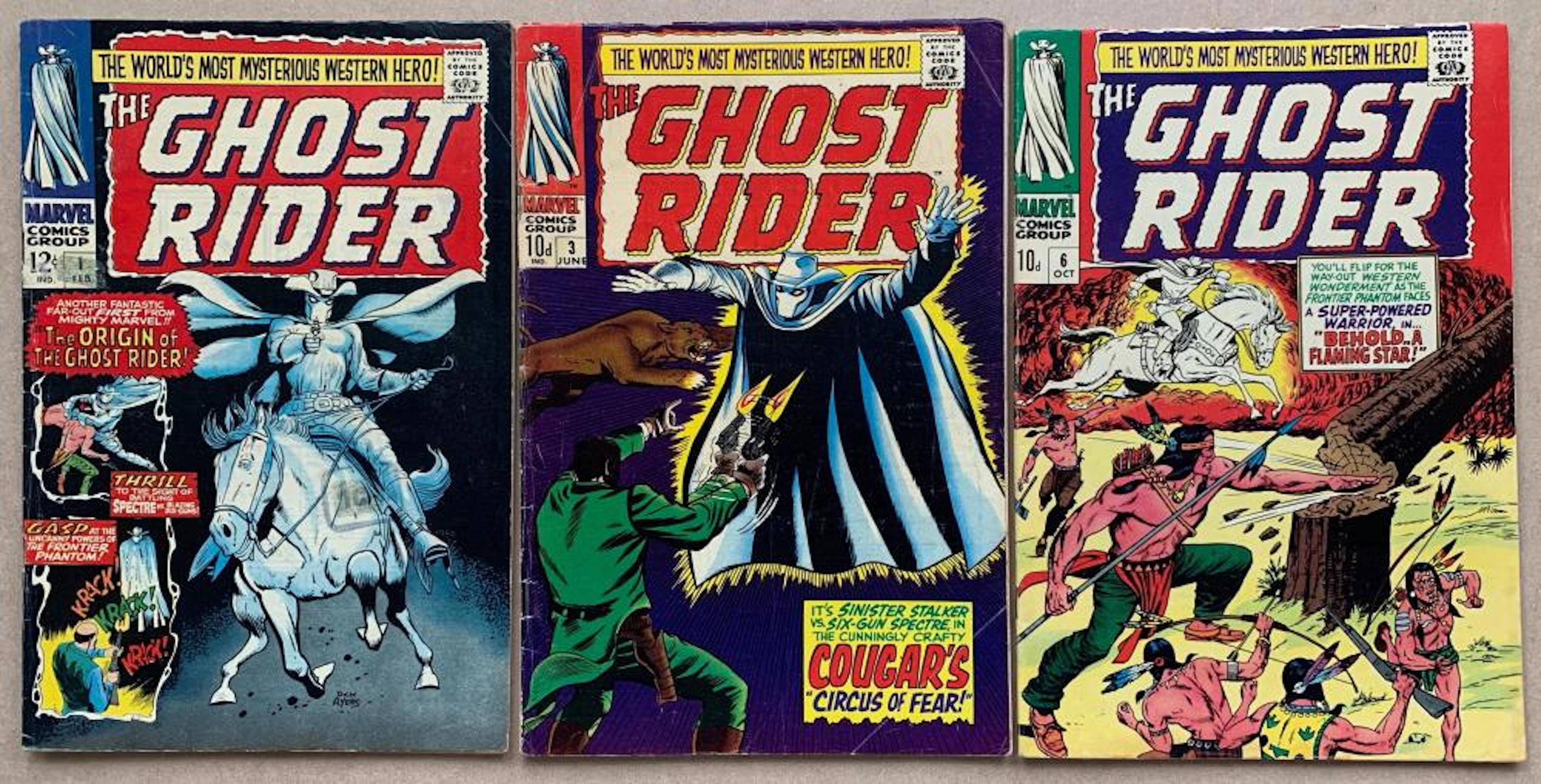 GHOST RIDER #1, 3, 6 (3 in Lot) - (1967) - (MARVEL GD/VG - C