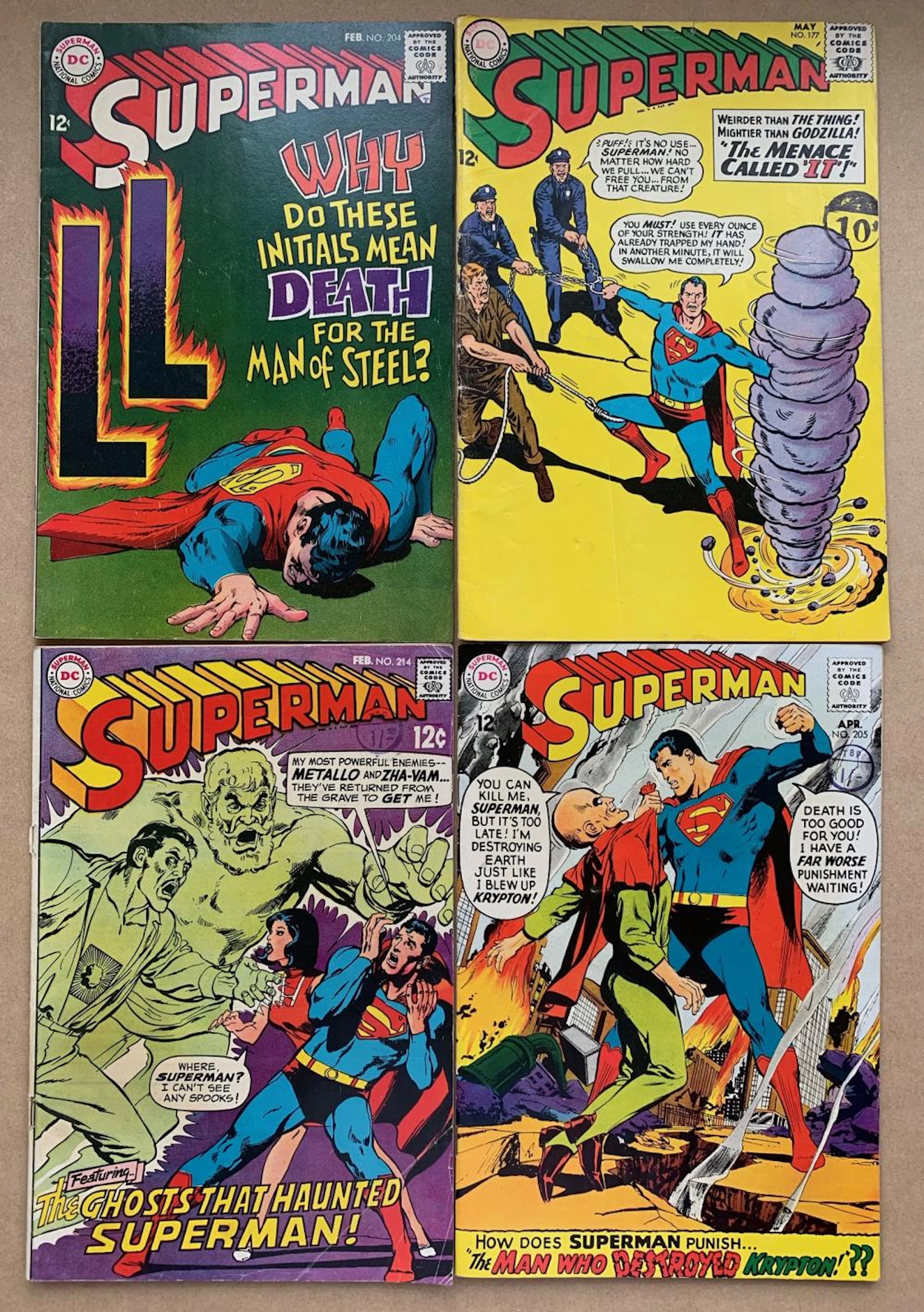 SUPERMAN #177, 204, 205, 214 (4 in Lot) - (1965-1969 - DC) V