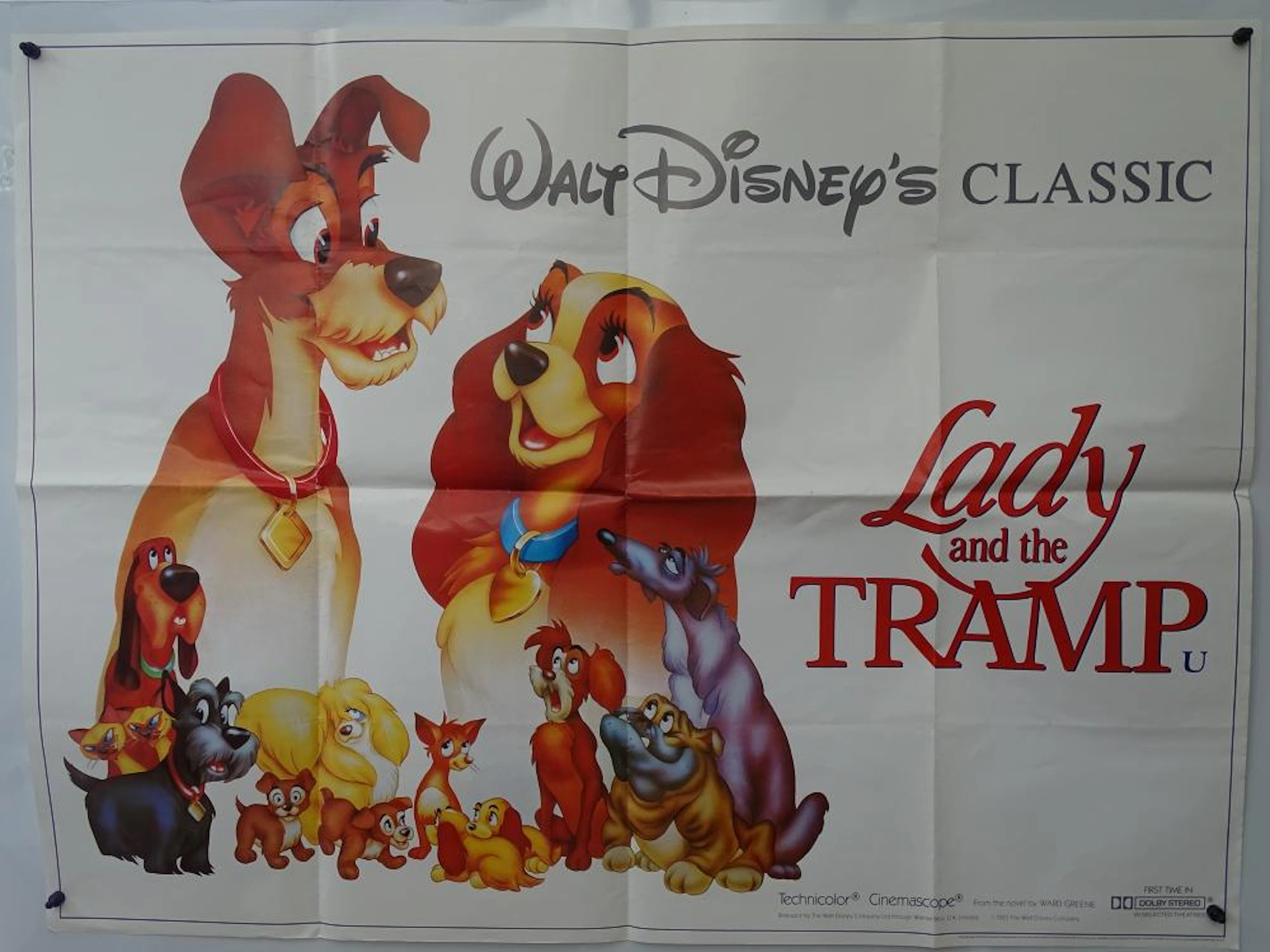WALT DISNEY: LADY AND THE TRAMP - 1986 release - UK Quad Fil