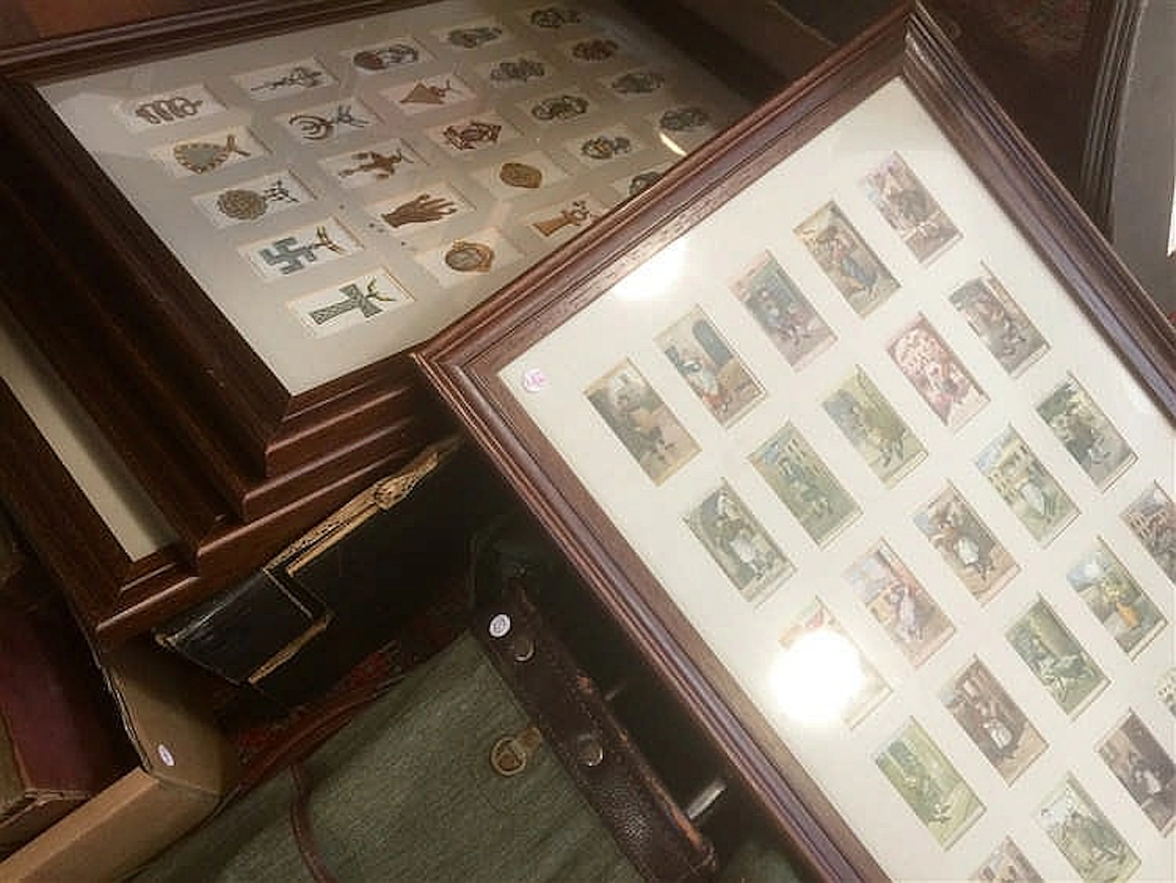 Five framed, glazed and mounted cigarette cards sets (5)