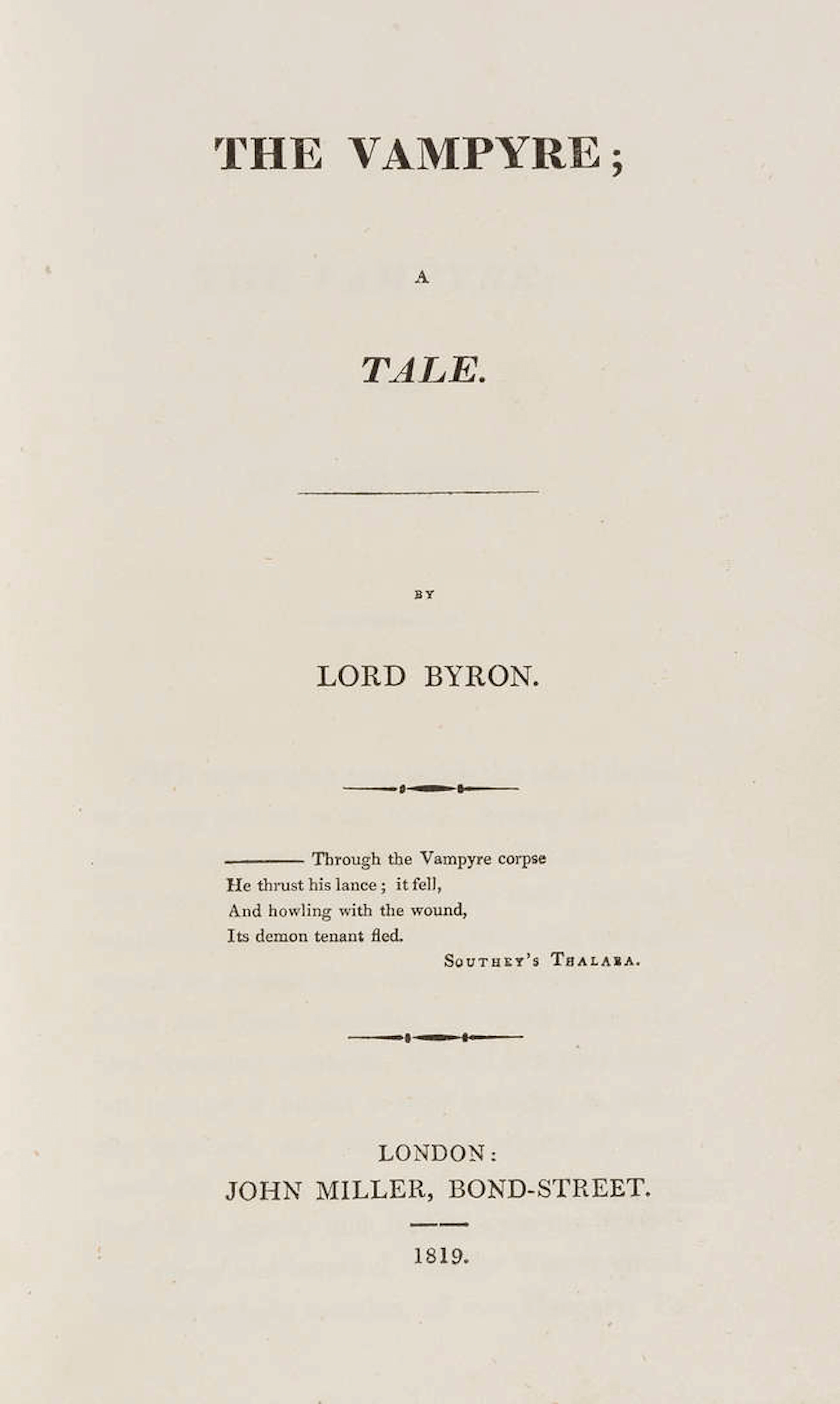 Pirated edition.- Polidori (John) The Vampyre; A Tale, pirated edition