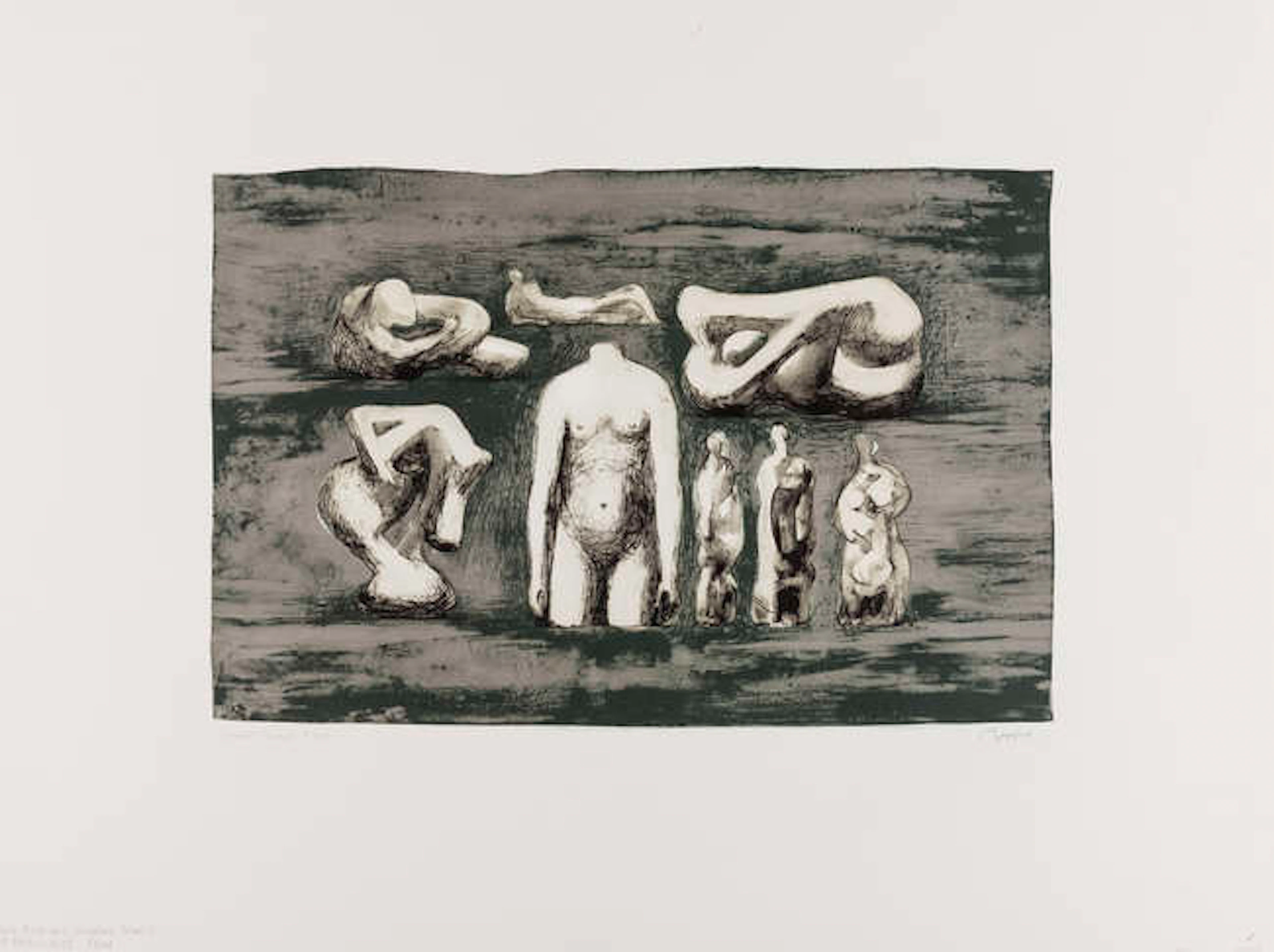 Henry Moore (1898-1986) Torso and sculpture Ideas I (Cramer 534)