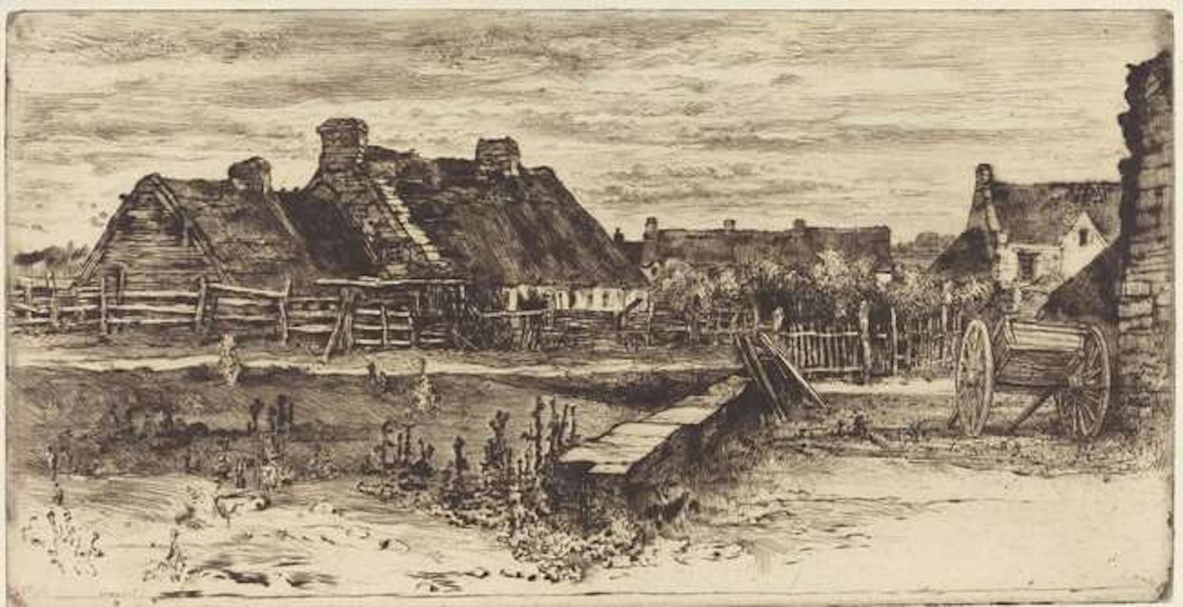 Félix Hilaire Buhot (1847-1898) Les Grandes Chaumières...