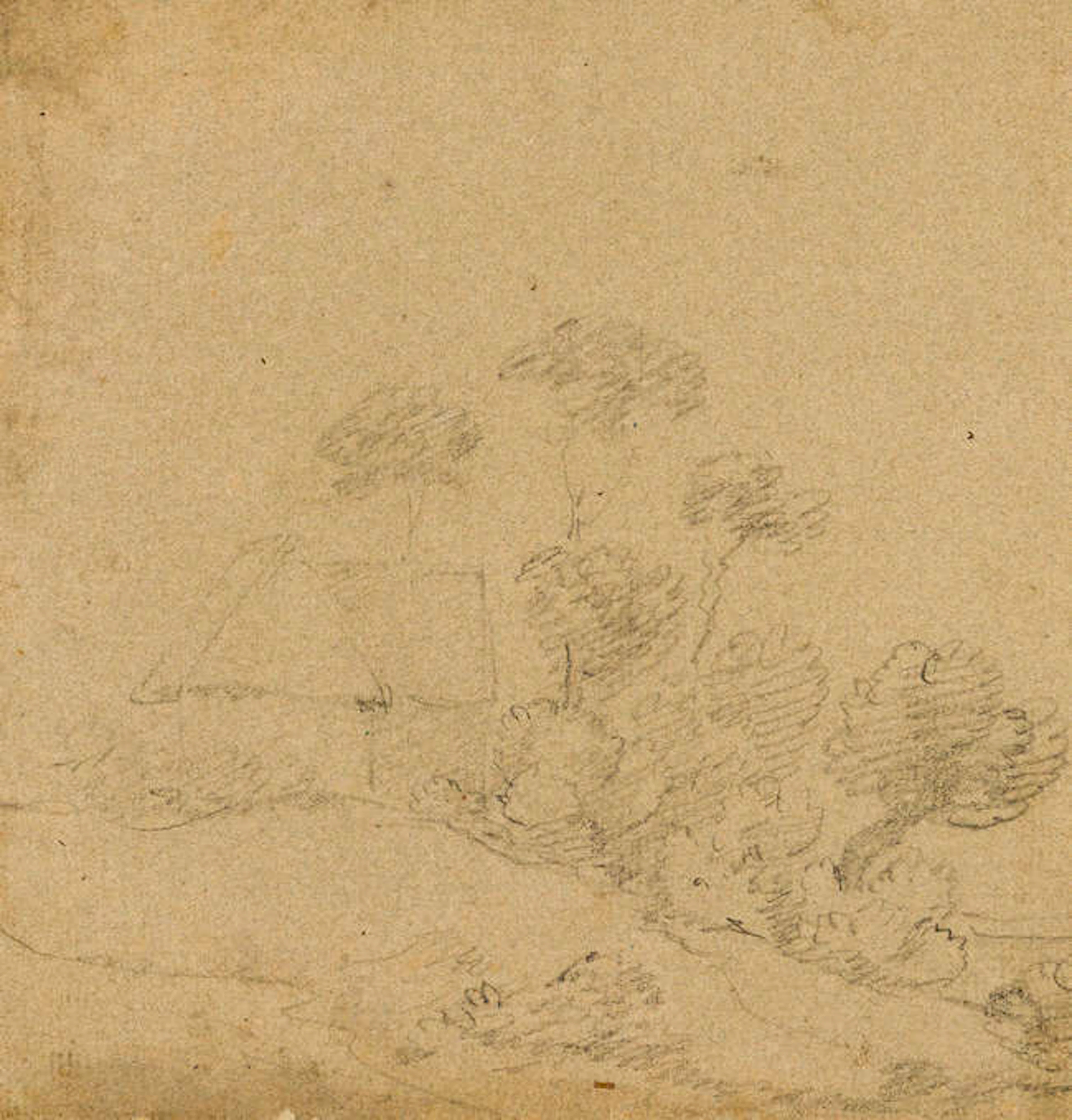 Thomas Gainsborough (1727-1788)  Study of a Cottage and Trees [recto]
