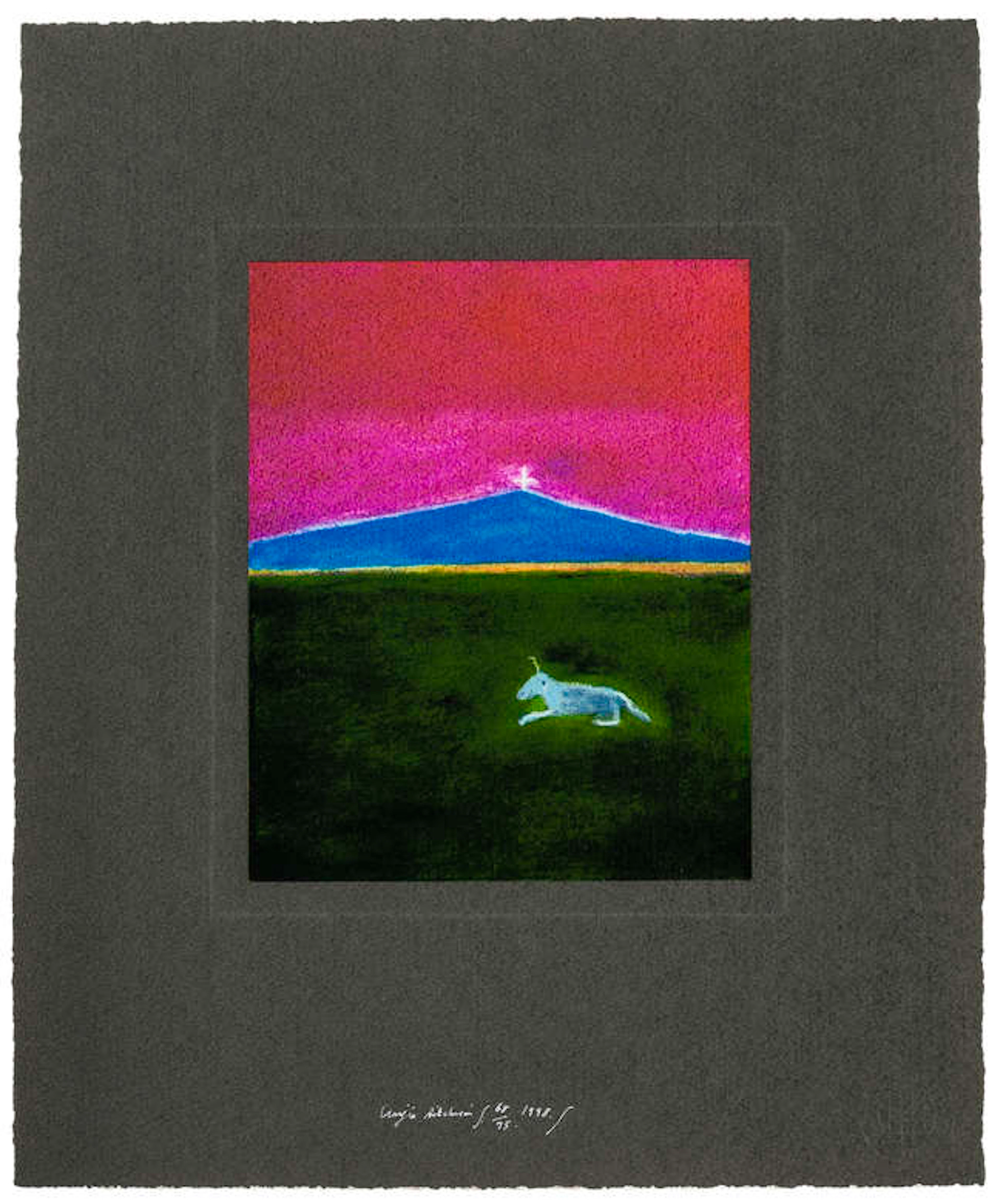 Craigie Aitchison (1926-2009) Unicorn in a landscape
