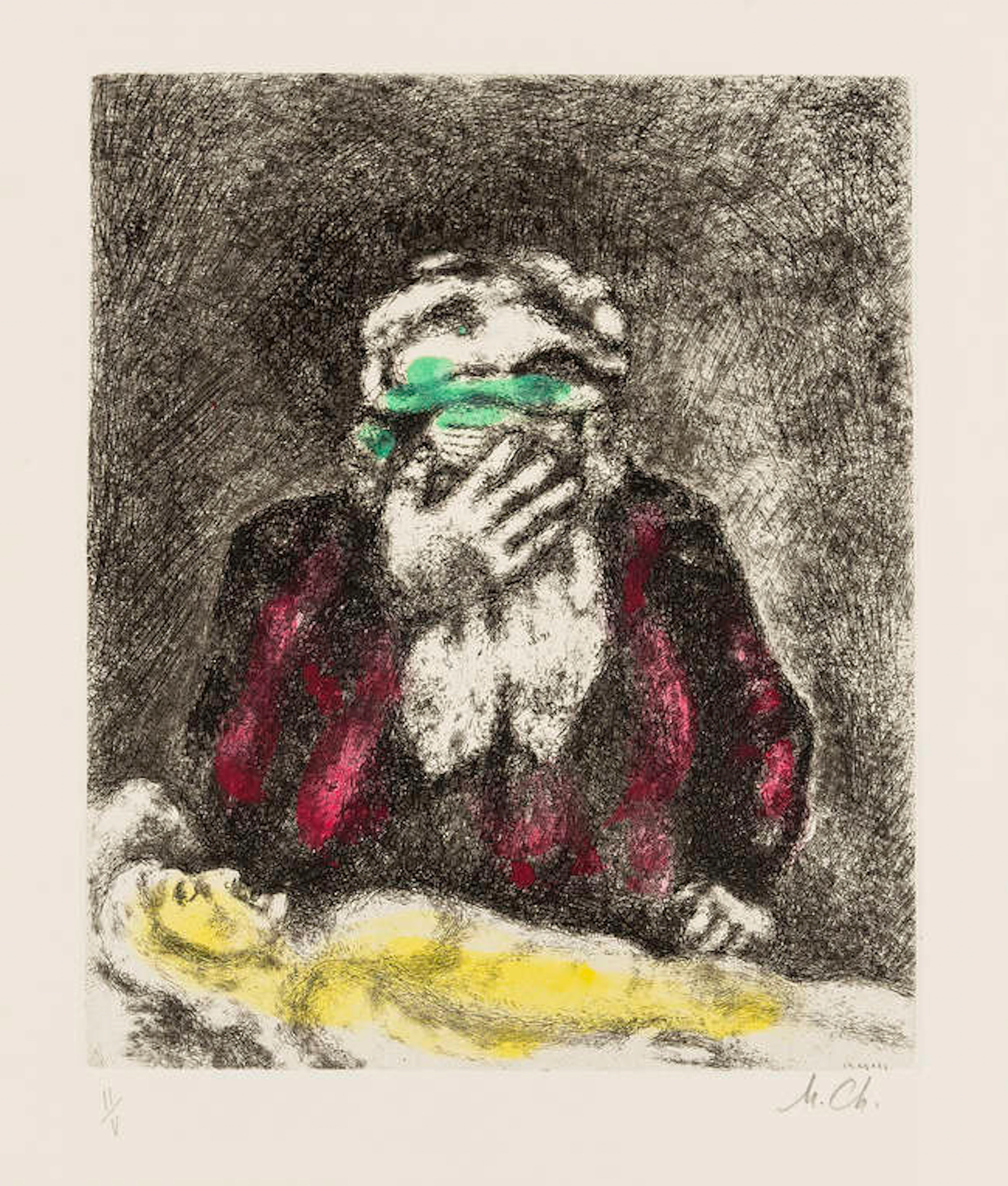 Marc Chagall (1887-1985) The Bible: Abraham Pleurant Sara (See Cramer 30)