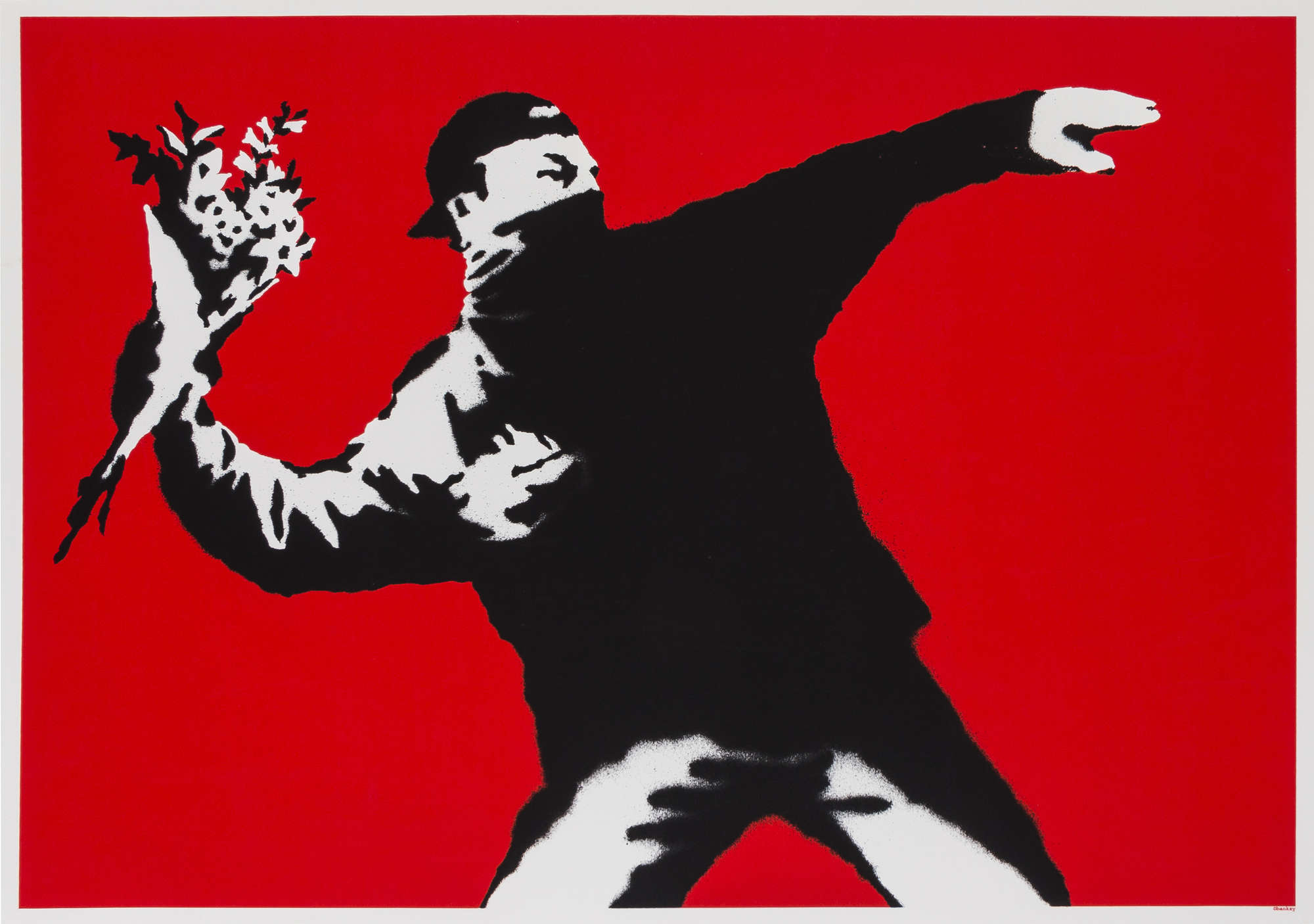 Banksy (b.1974) Love Is In The Air (Flower Thrower), Banksy (b.1974 ...