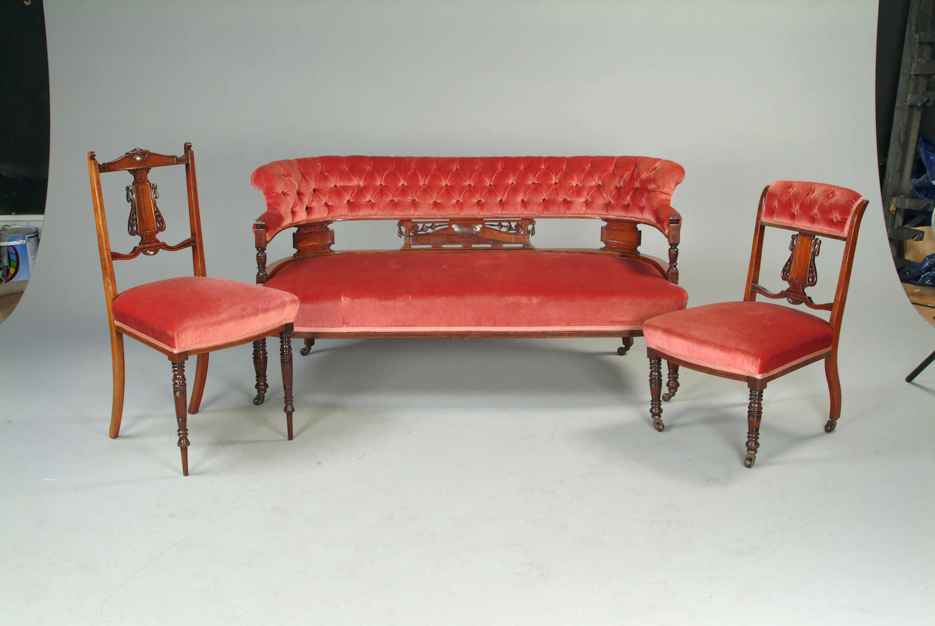 A late Victorian rosewood salon suite