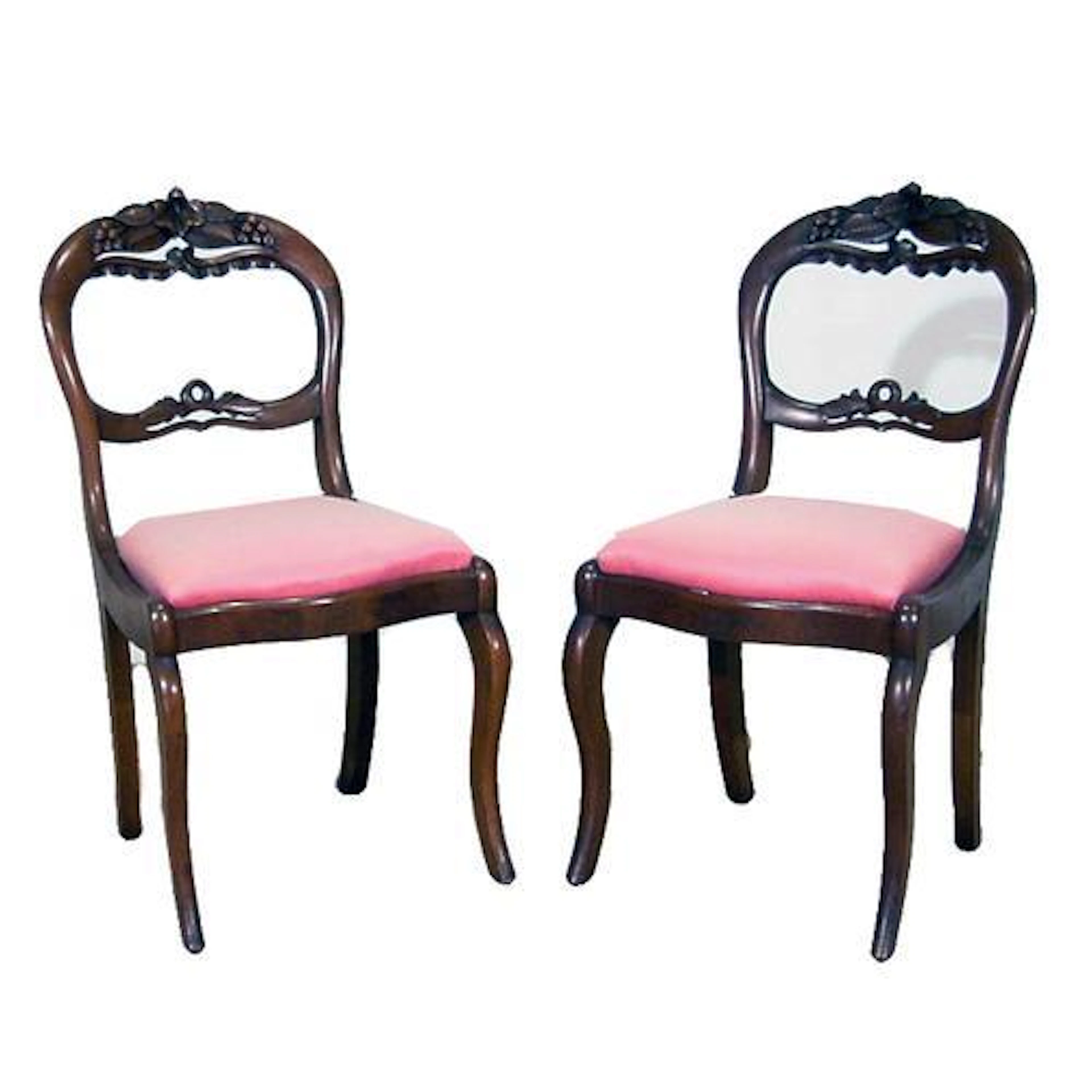 A set of four American Rococo Revival dining chairs,