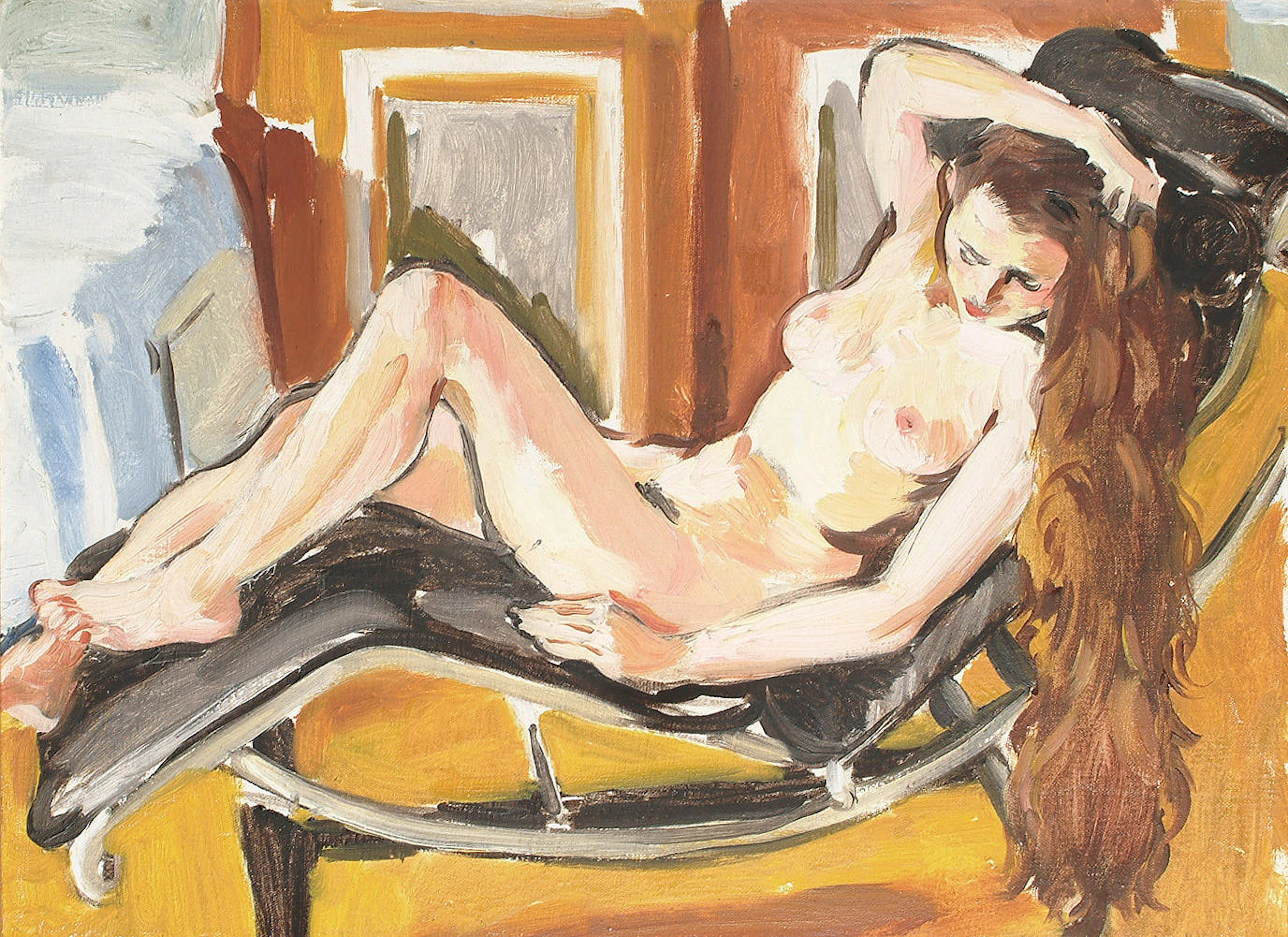 Sandra Fisher (British, b.1947) Reclining Female Nude 30 x 40cm (11 3/4 x 15 3/4in)