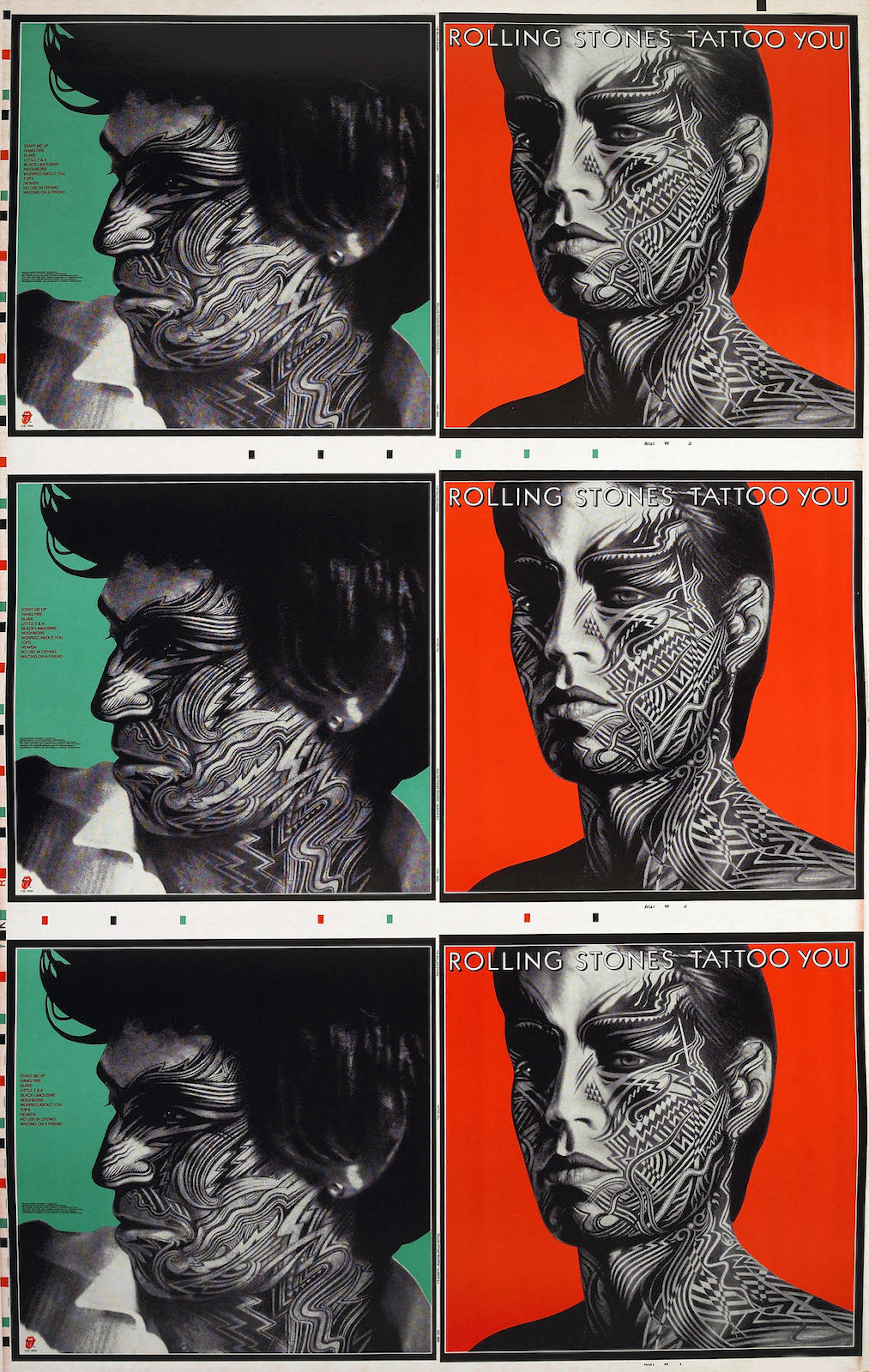 A Rolling Stones printer"s proof for "Rolling Stones Tattoo You"