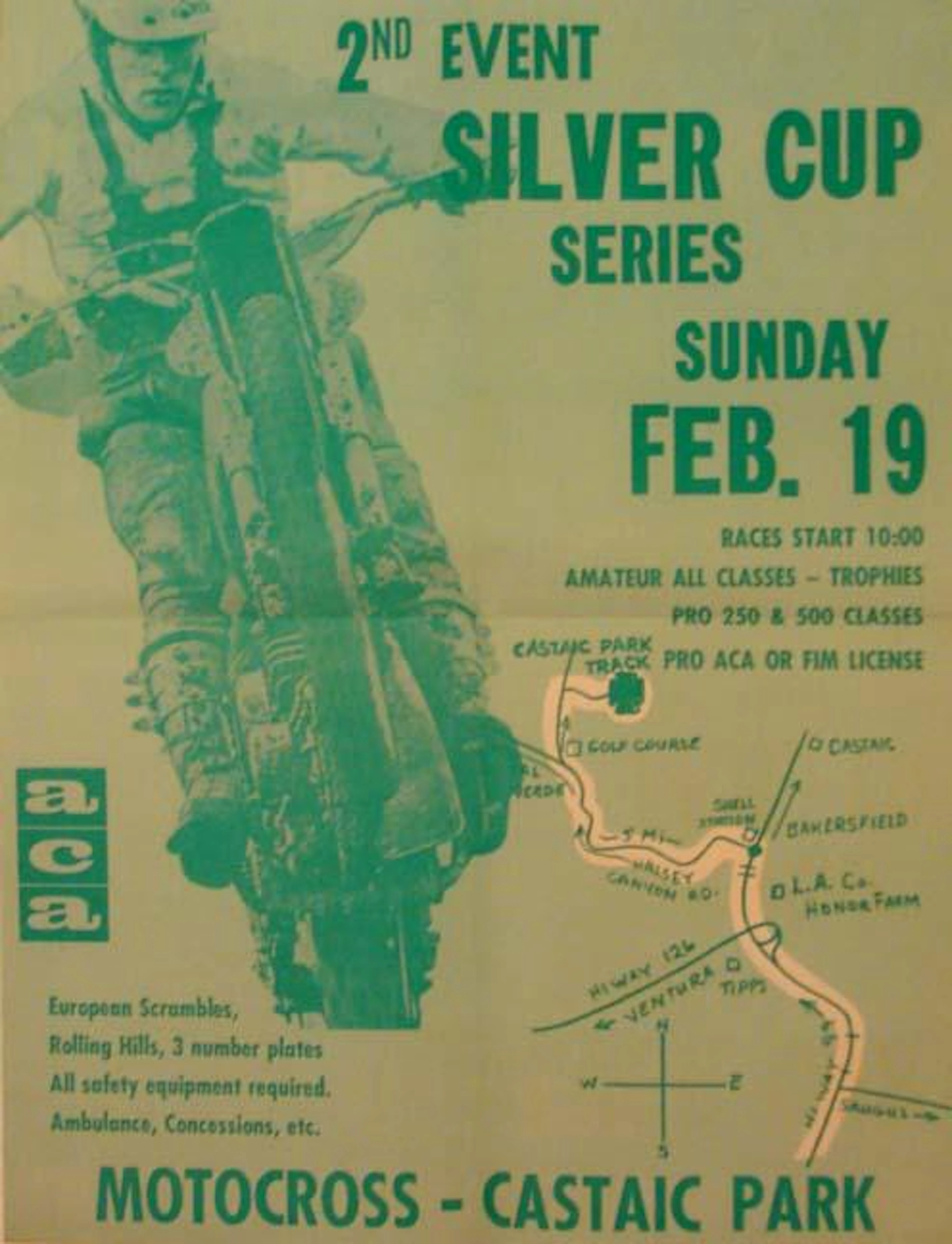 A 2nd Event Silver Cup Series ACA Motocross-Cataic Park race poster, 22 x 17in