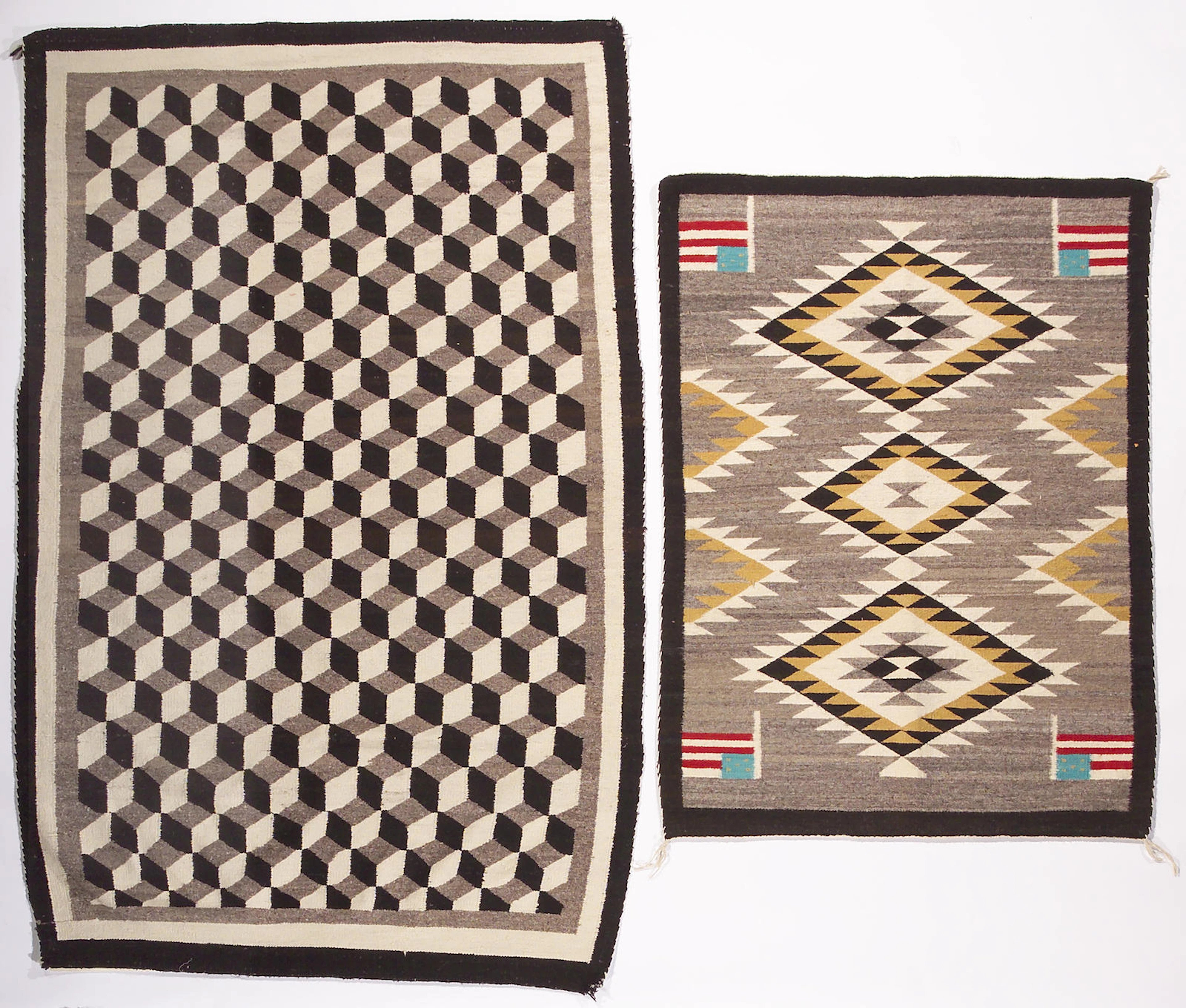 Two Navajo rugs: 6ft x 4ft, 4ft 4in x 3ft 3in