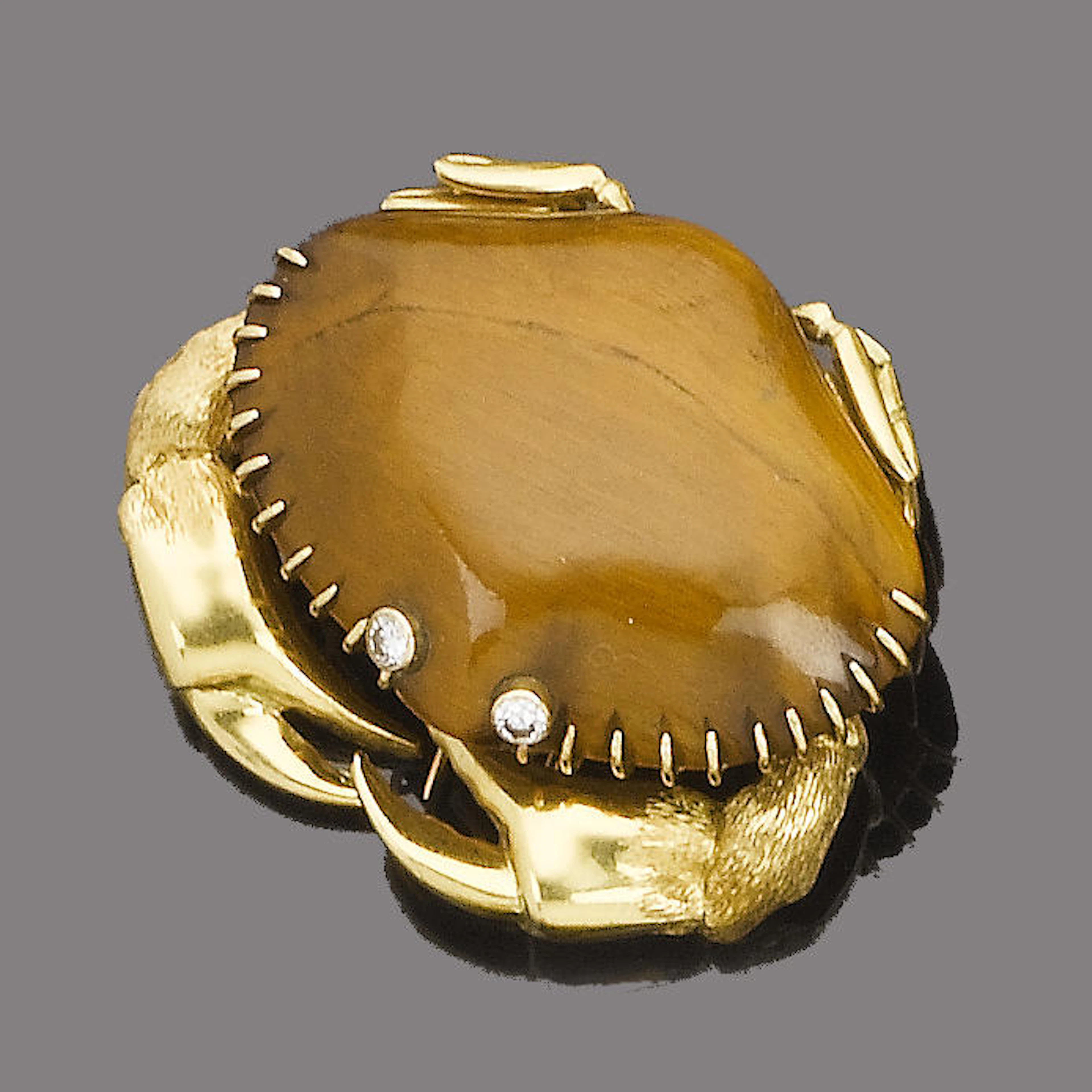 A tiger's eye and diamond novelty brooch, by Maboussin
