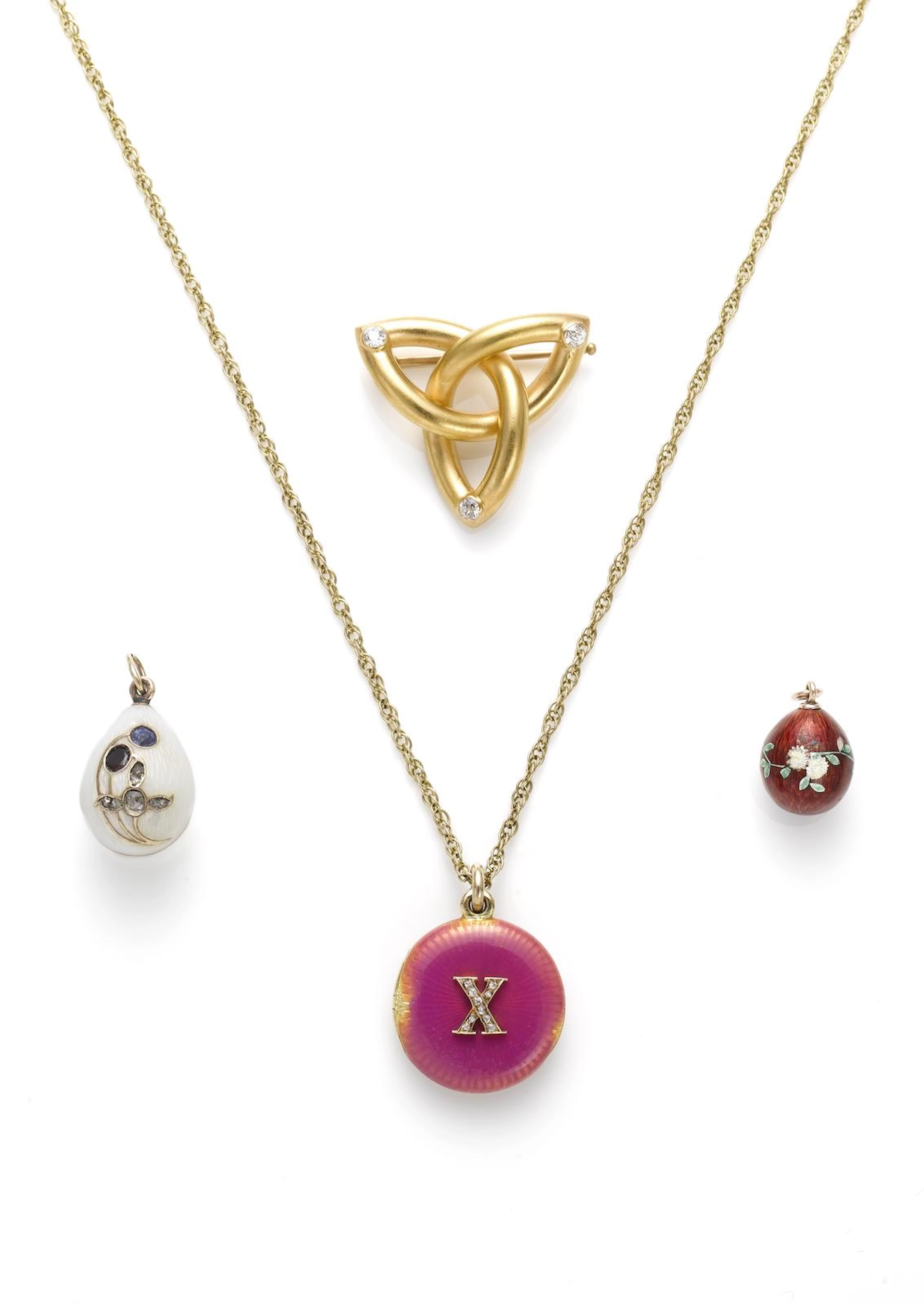 A miniature pendant eggmaker's mark Ia. A (Cyrillic) probably for Fabergé workmaster Karl Gustav Halmar Armfelt, circa 1900