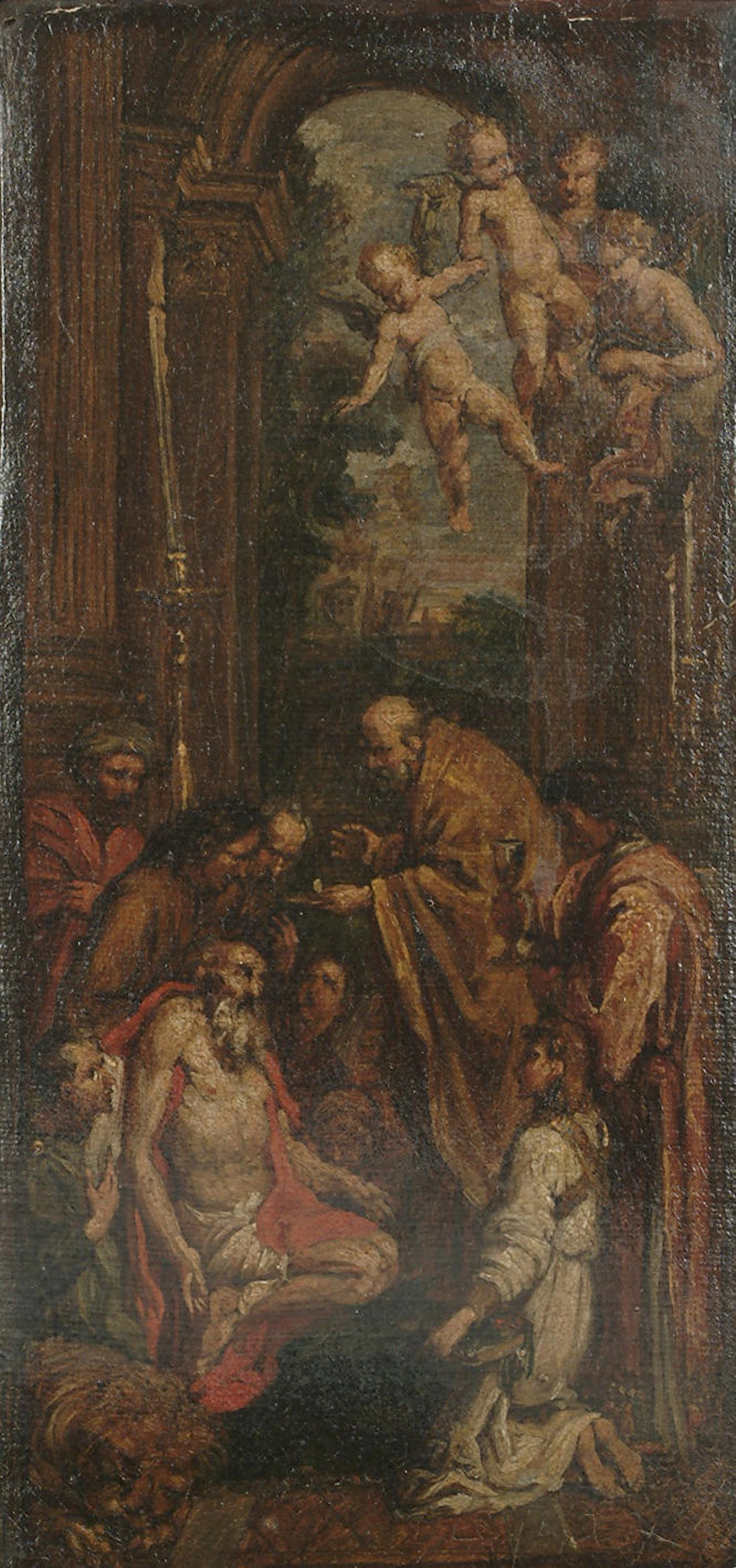 After Domenico Zampieri, called Domenichino, 18th Century The Last Communion of Saint Jerome, 21 x 10.3 cm.