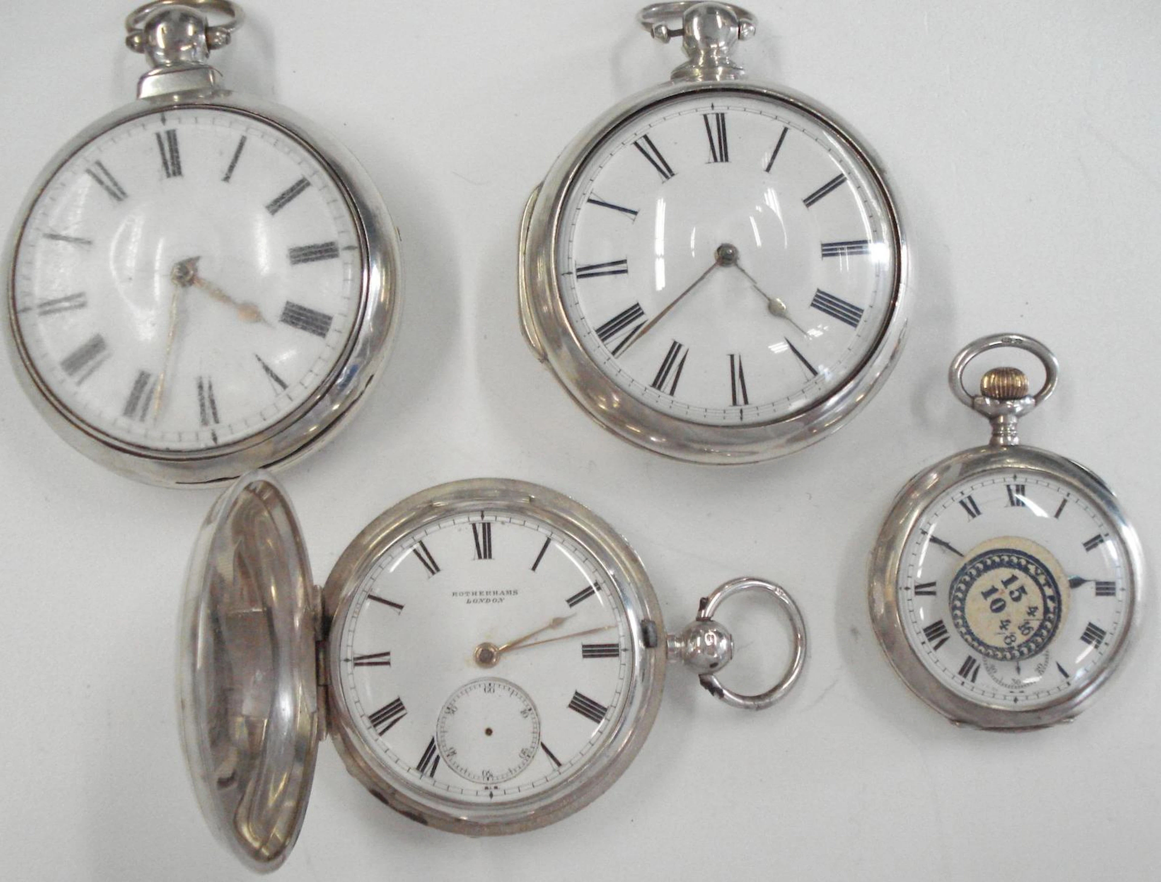 A lot of 4 various silver pocket watches 4