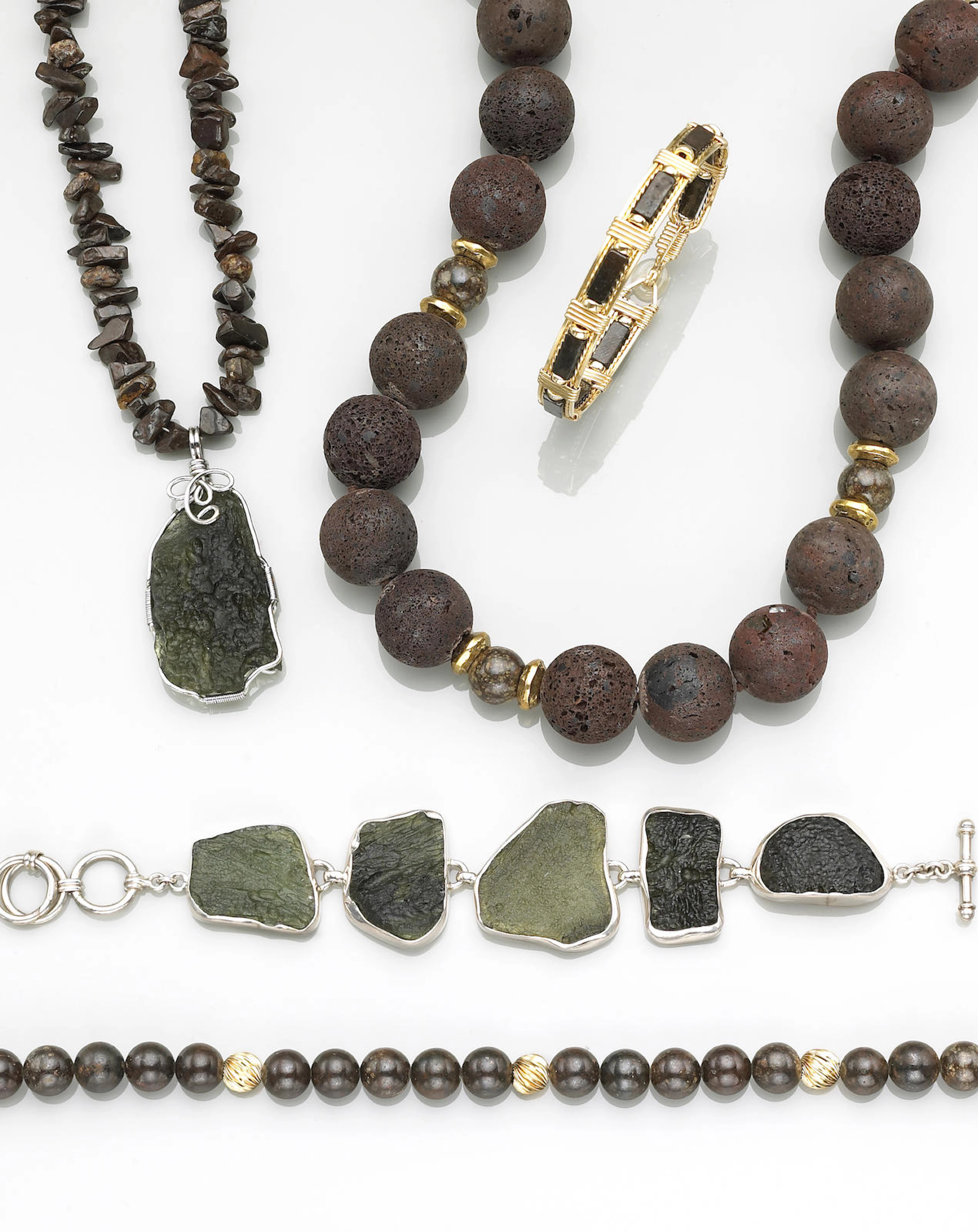 Moldavite and Silver Bracelet