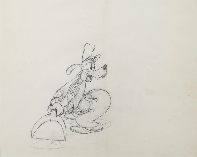 Four Walt Disney animation drawings of Goofy
