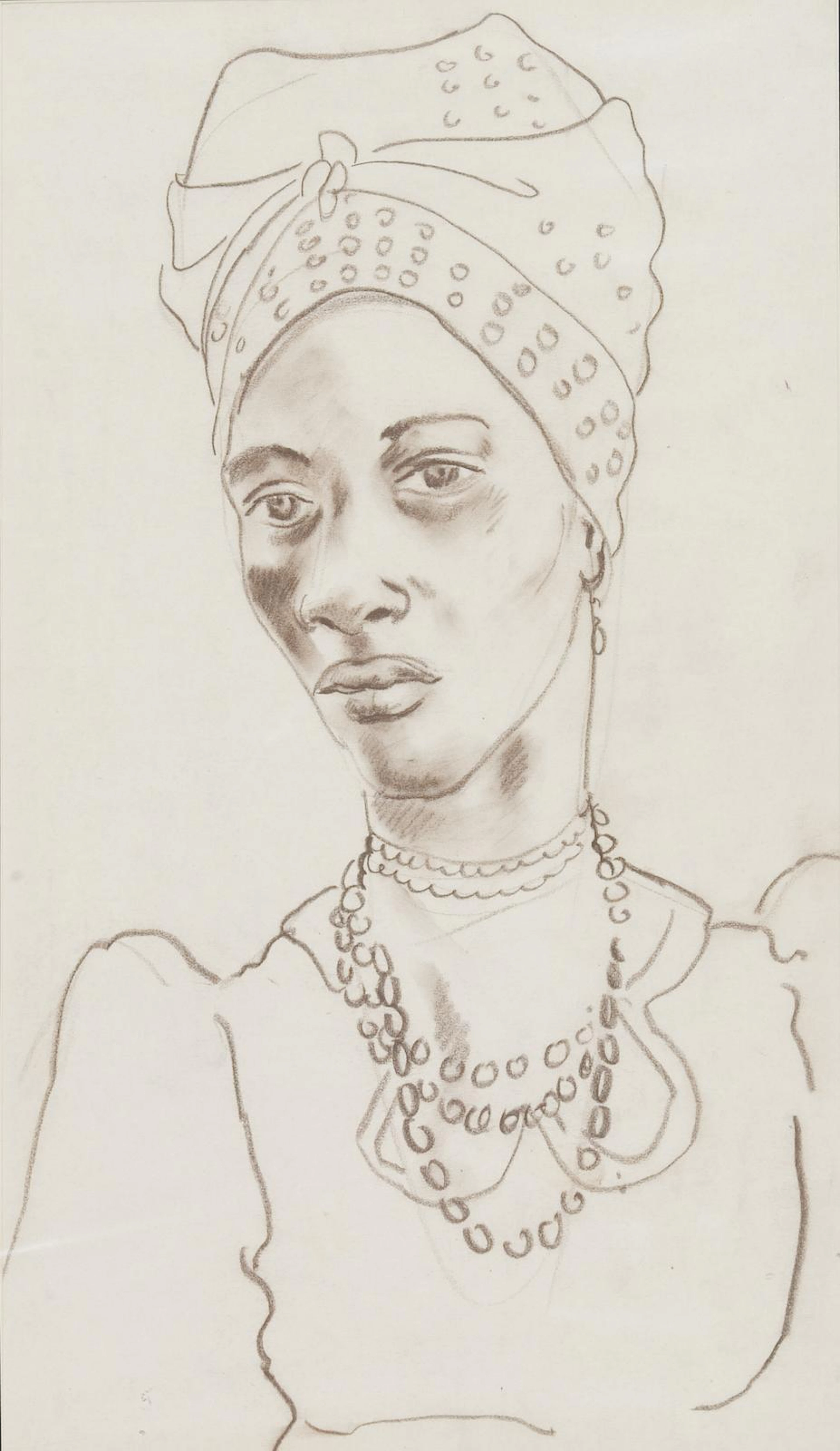 A set of nine drawings and watercolours: 1. Portrait of an African woman
