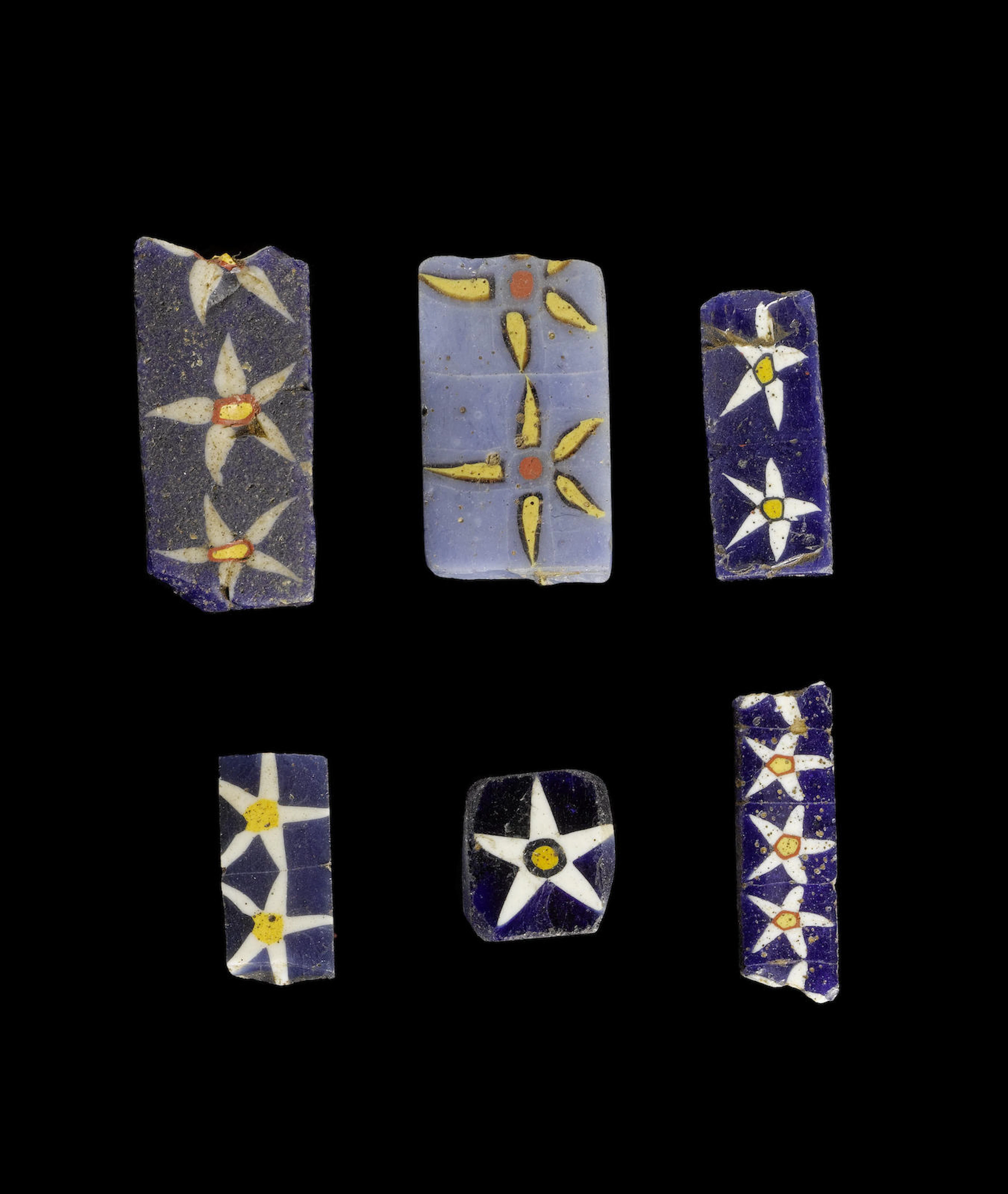 Six Egyptian mosiac glass inlays 6