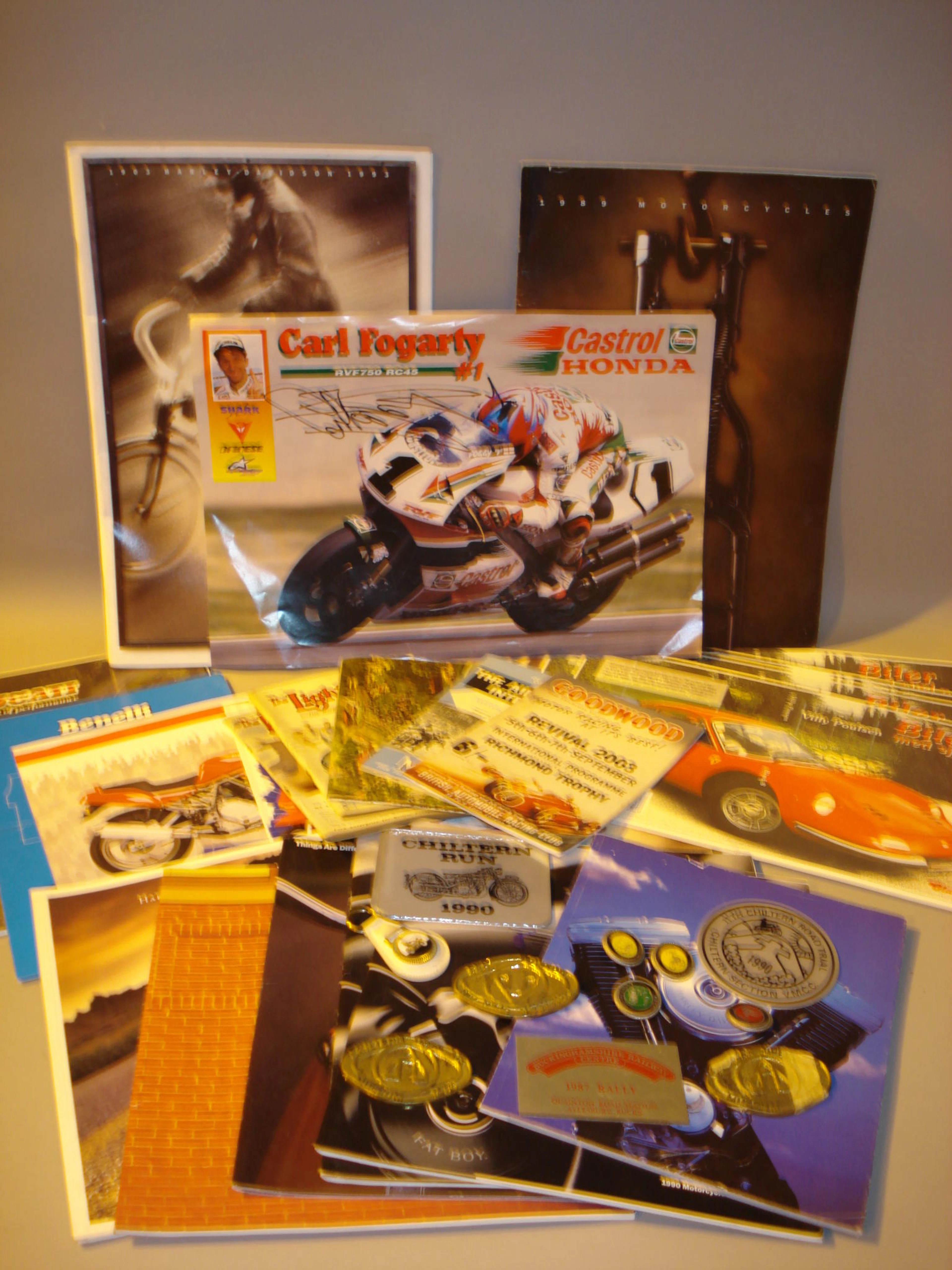 A selection of 'Harley Davidson' and Ducati literature