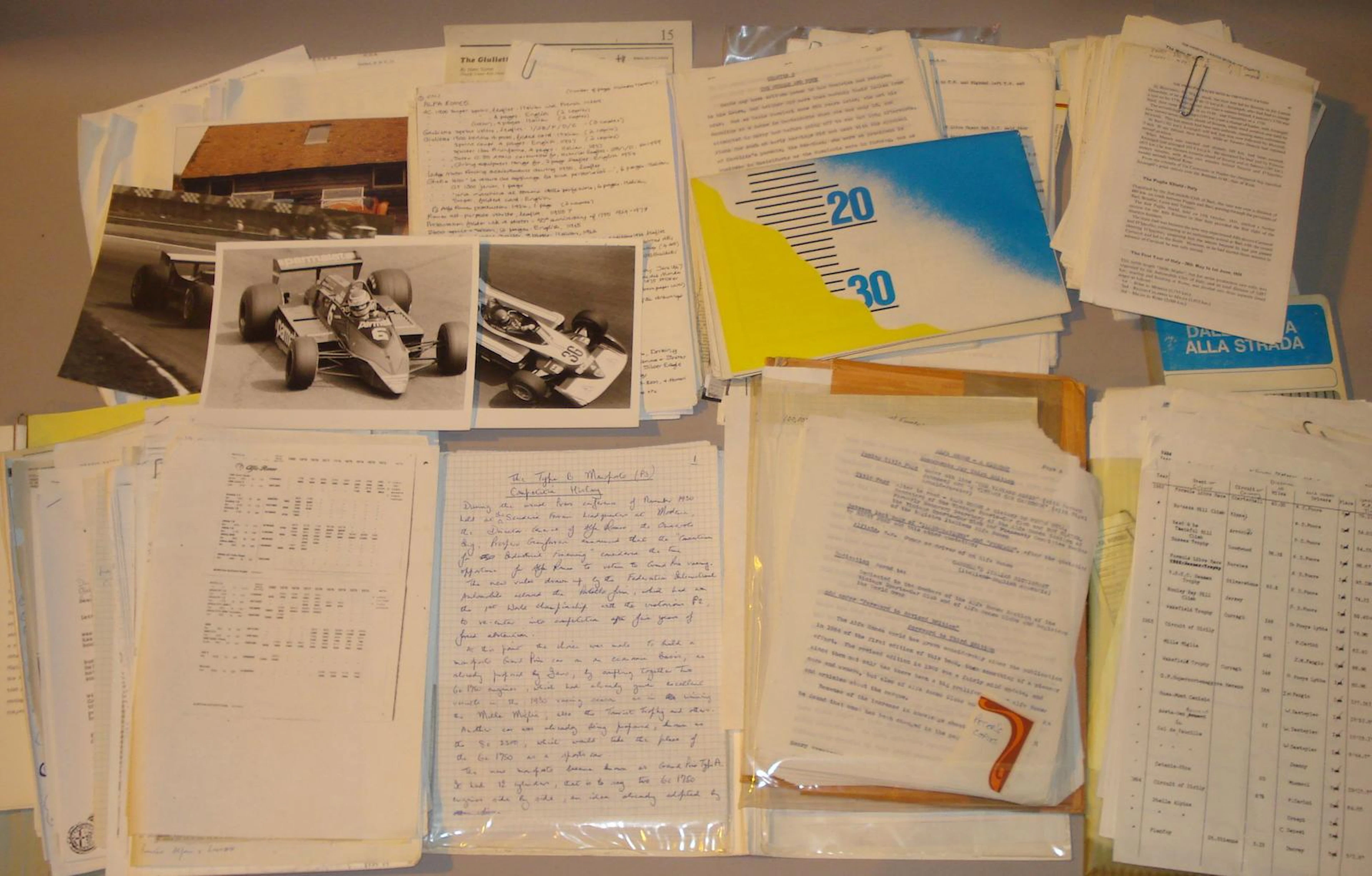 A quantity of ephemera relating to the Alfa Romeo research of Roy Slater,