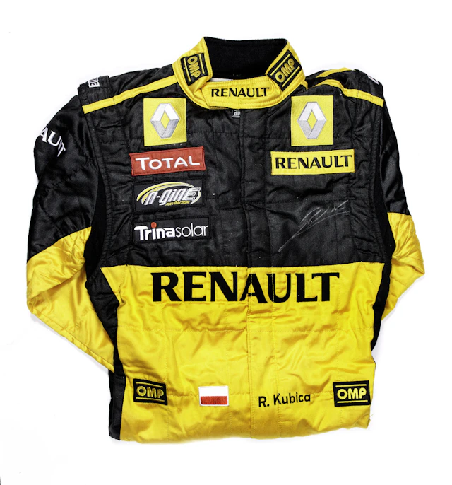 A pair of Robert Kubica's OMP Renault F1 Team overalls, 2010,