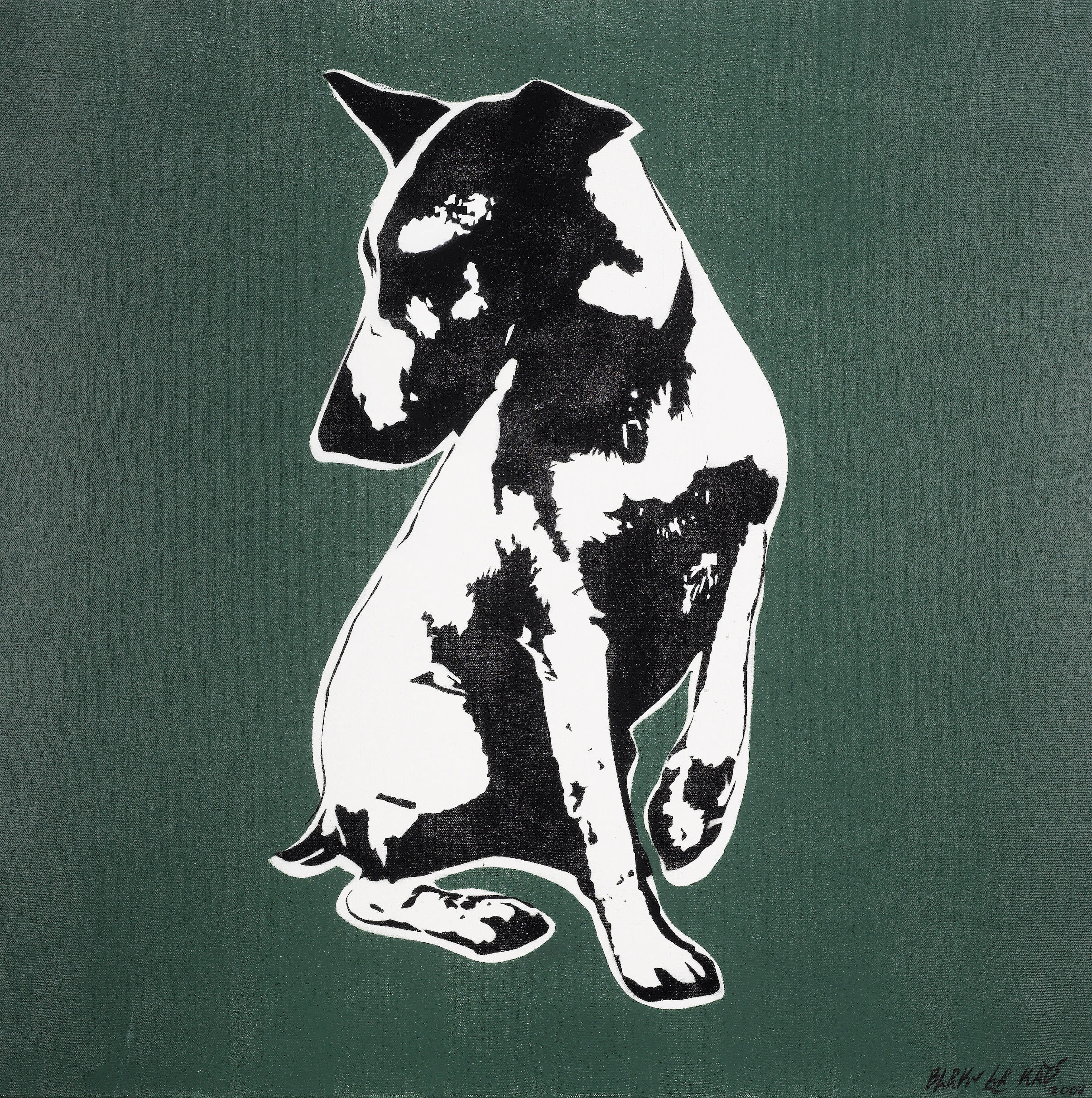 Blek Le Rat (French, born 1952) 'His Master's Voiceless (Green)' 2007