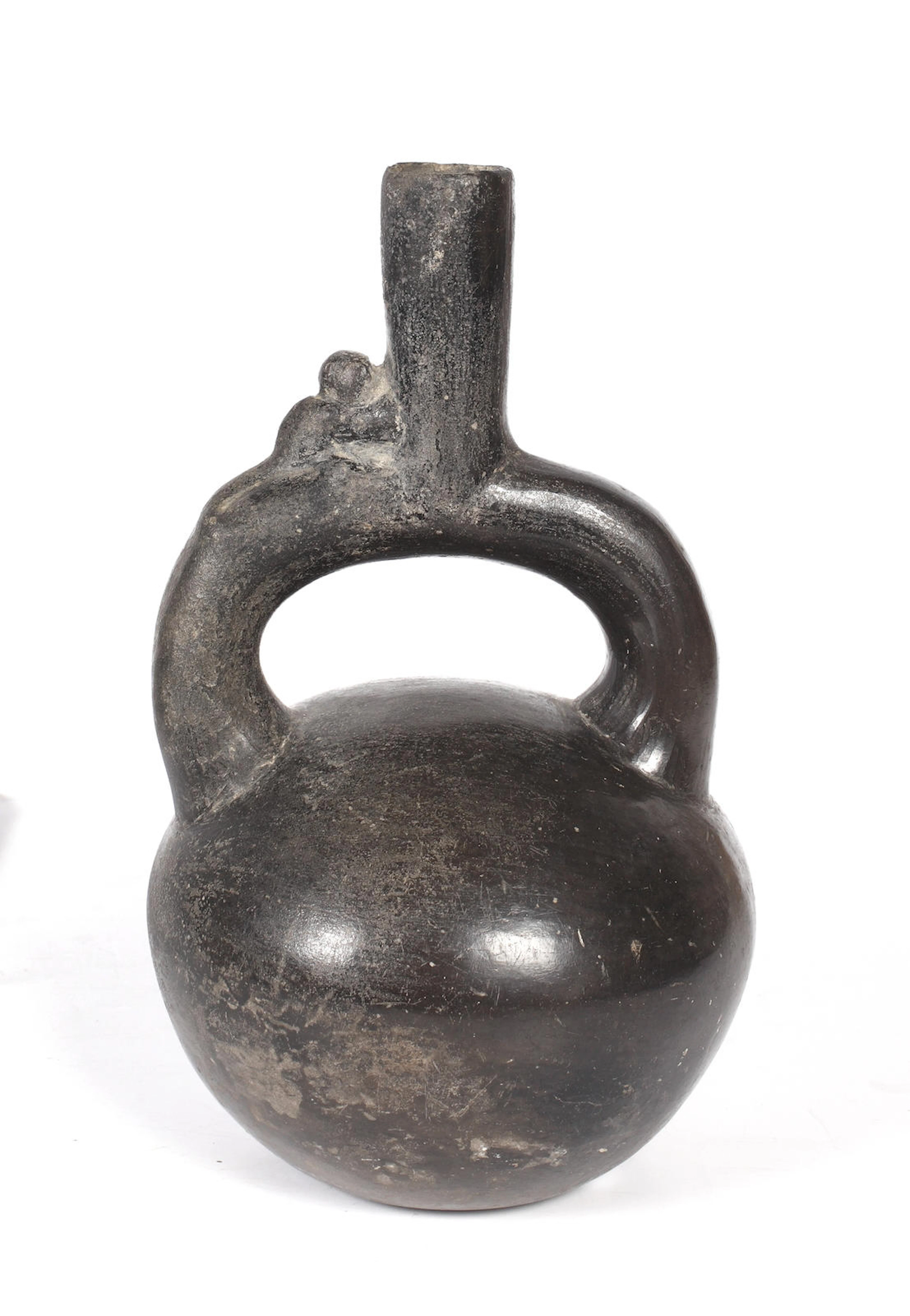 A late Chimu/early Inca blackware stirrup vessel, and a Janus vessel 2